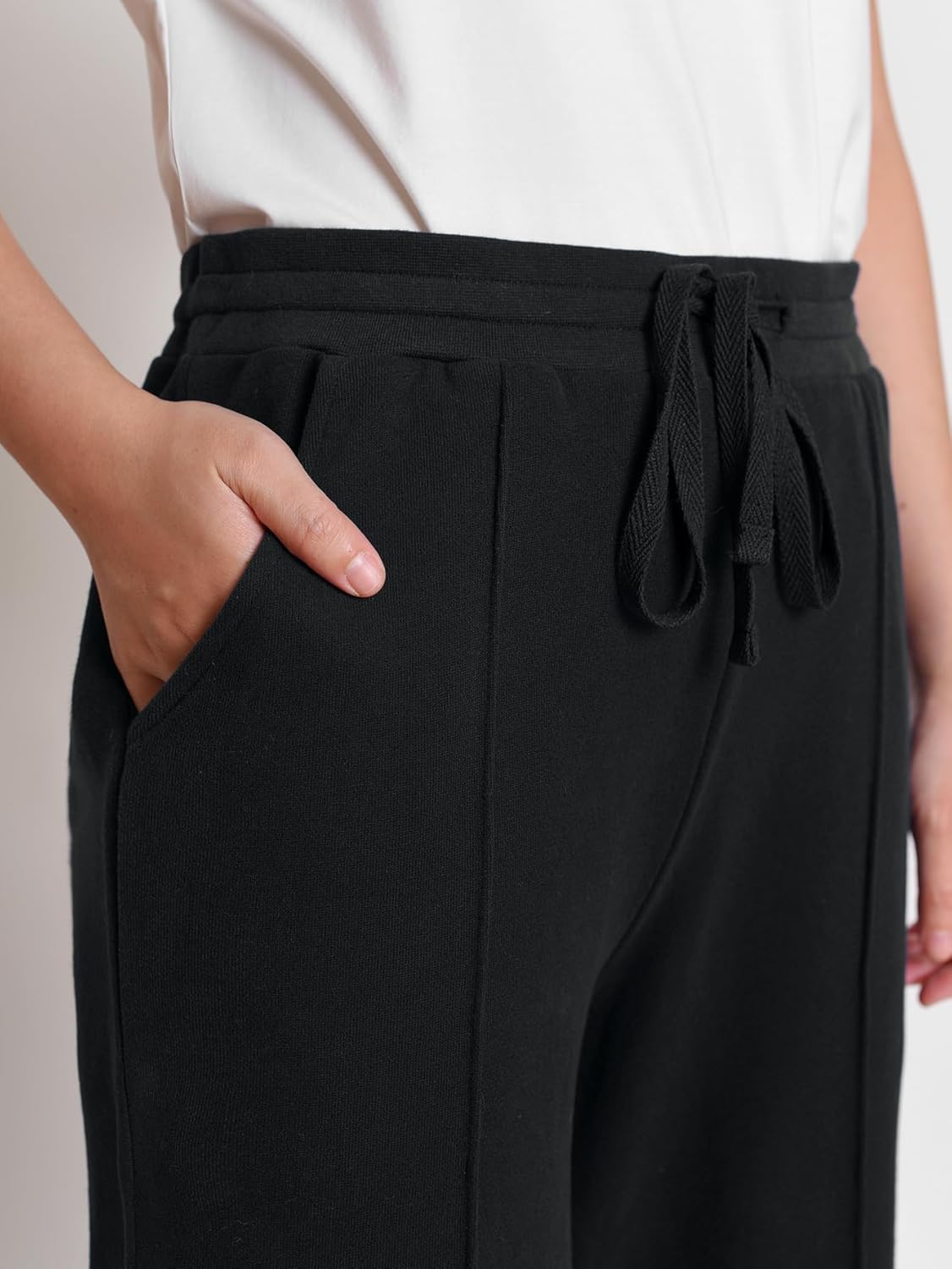 Weintee Women's Petite Wide Leg Sweatpants with Front Seam - Image 3