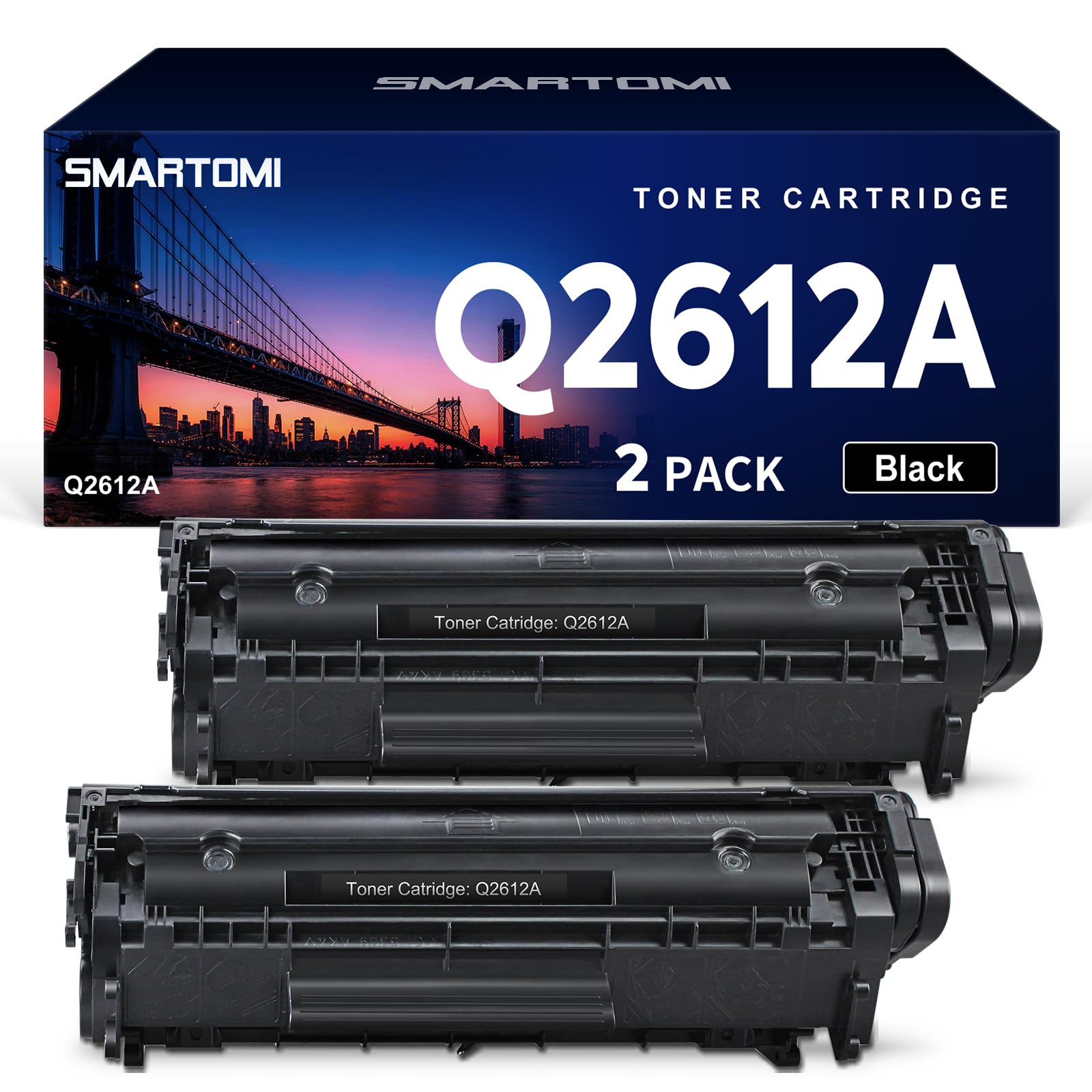 SMARTOMI 12A Q2612A Cartucce toner compatibili per HP 12A Q2612A per Laserjet 1010 1012 1015 1018 1020 1022 1022n 1022n 1022nw 3020 3030 3050 3052 3055 M1005 M1005mfp M1319 M1319f (Nero, 2 confezioni) - 2