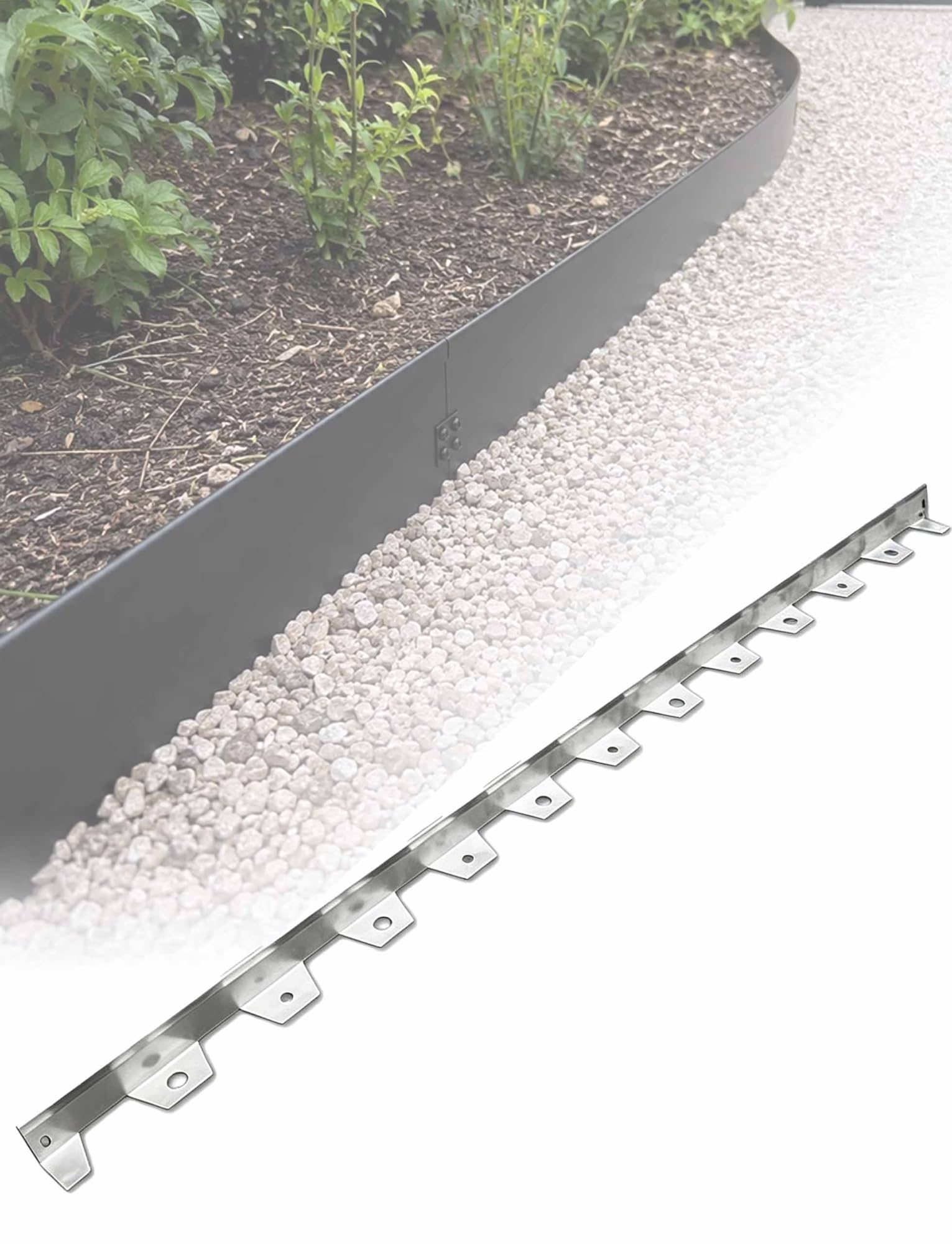 Bordure De Pelouse en Métal 1 M, Installation Facile, Acier Galvanisé, Utilisation dans Le Jardin(Silver,W3xh15cm/1.2x5.9in)