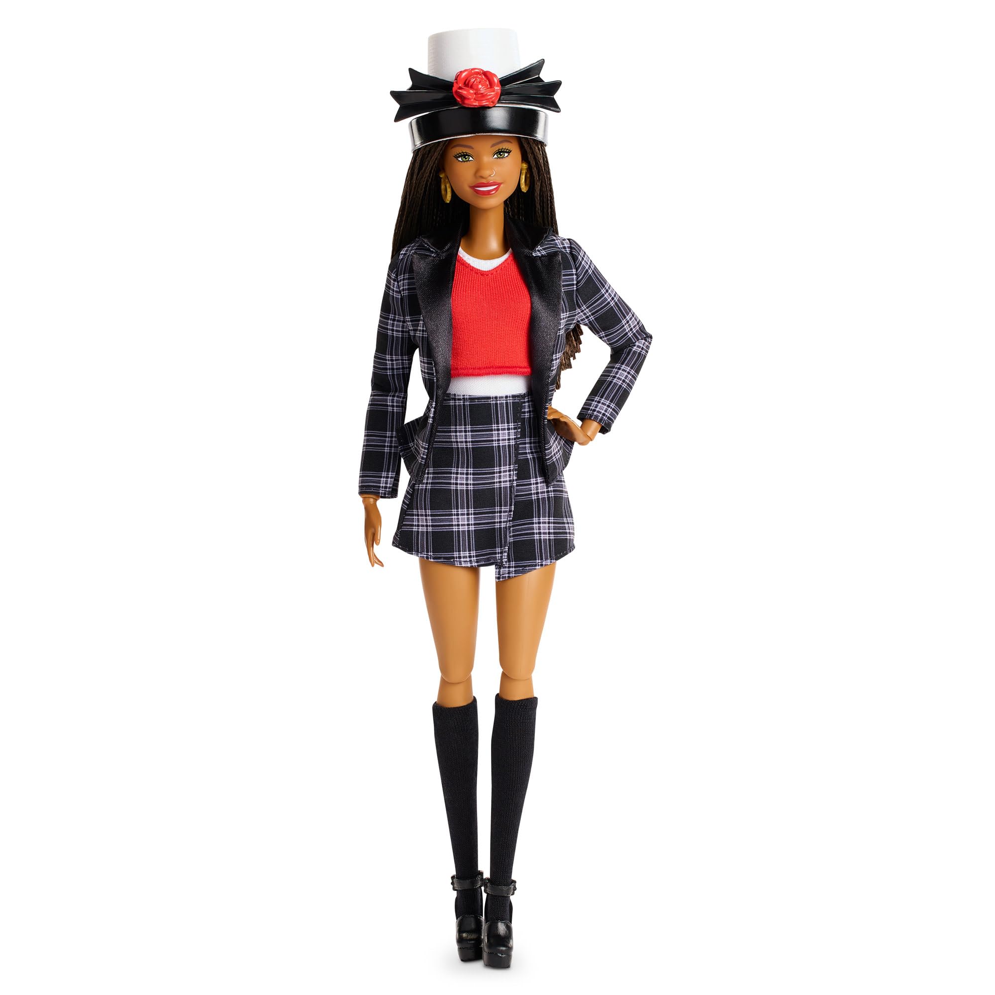 Barbie Signature - Clueless Dionne, bambola da collezione 30° Anniversario, in abito a quadri bianco e nero, cappello a cilindro e cellulare inclusi, 6+ anni, JBJ47