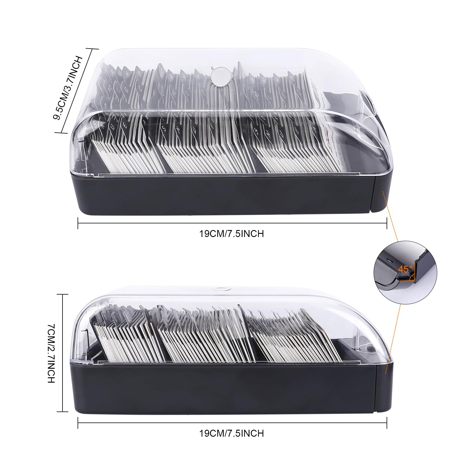 Eagle Business Card Box, Push-Button,Storage up to 550 Cards,Black, M - Image 3