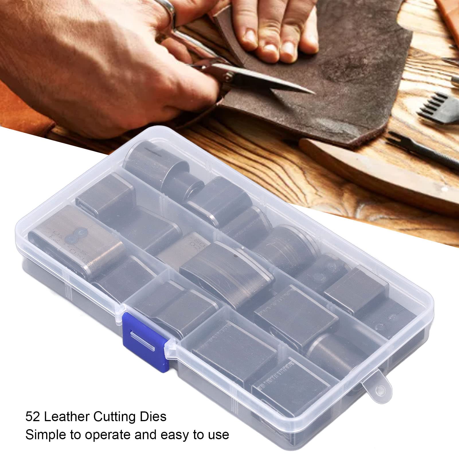 Juego de troqueles perforadores huecos de 52 piezas, troqueles de corte para cuero de acero de alta velocidad para manualidades DIY, herramienta de perforación de un agujero con ca