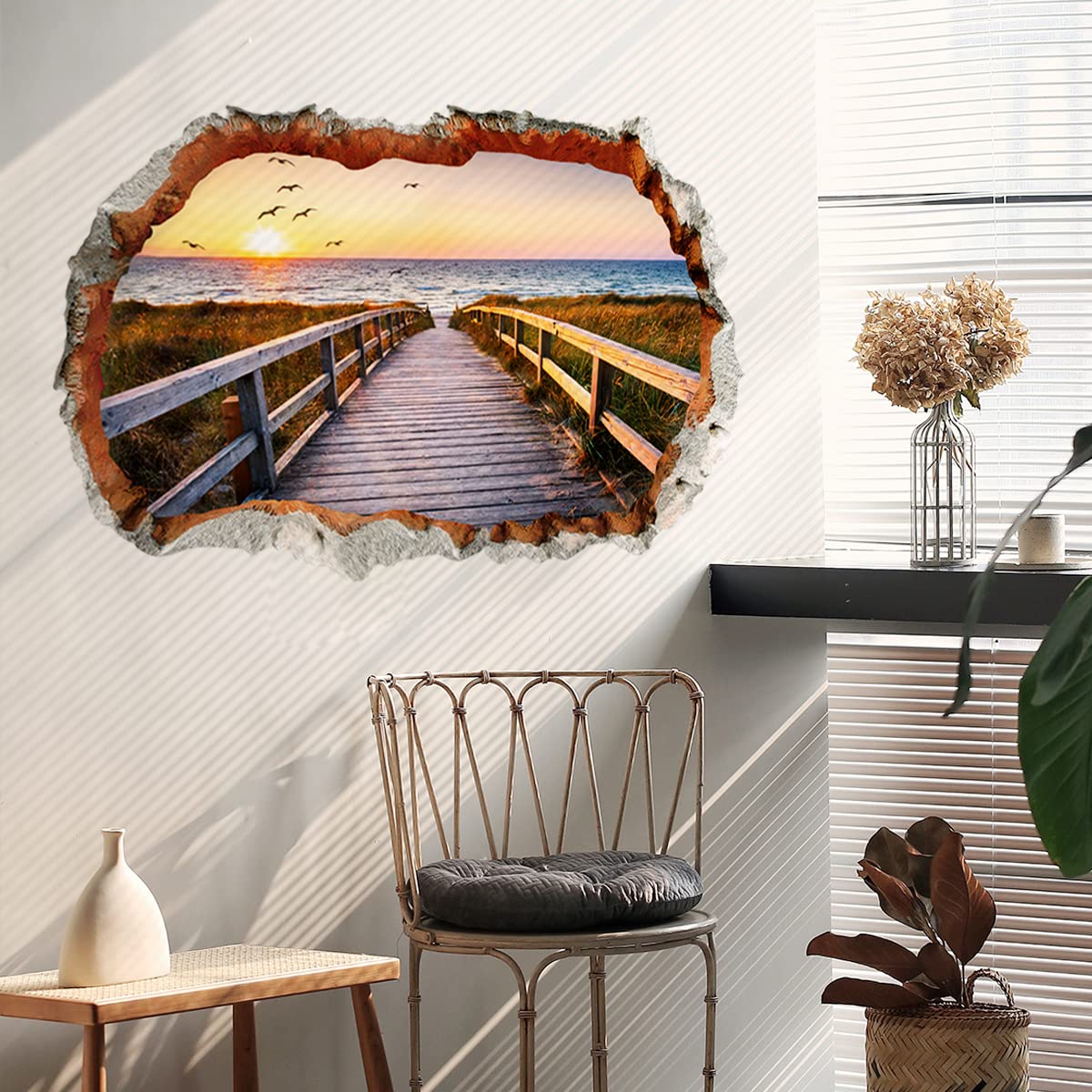 Stickers Muraux Vue Sur La Mer 3D - 90x200 Cm, Autocollants Amovibles Pour Porte Ou Mur, Facile à Poser - 13