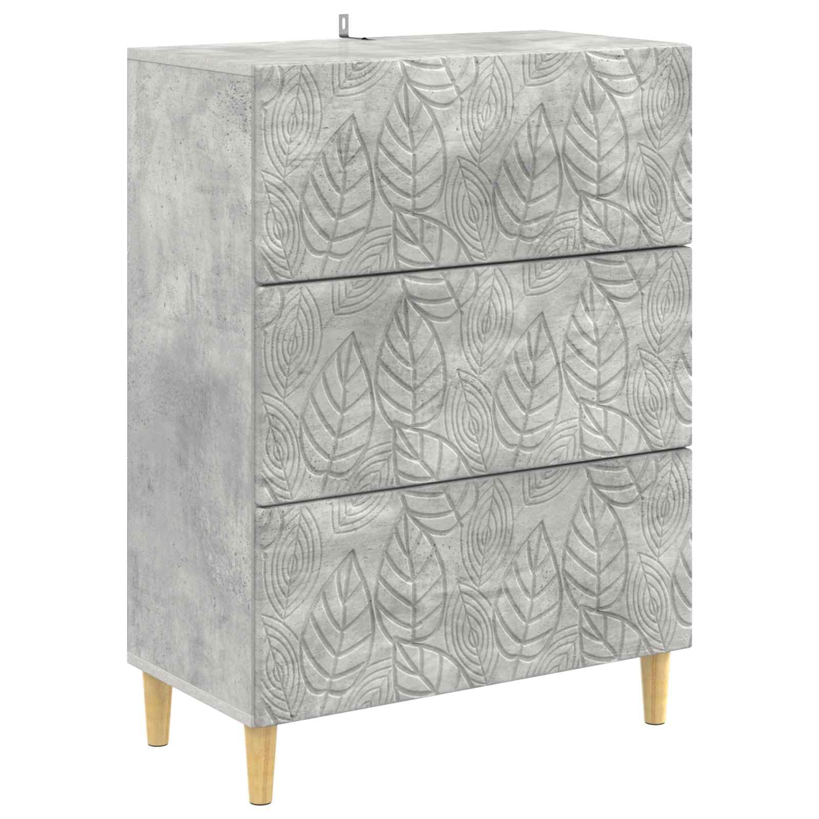 Commode à tiroirs gris béton pour ranger le couloir, buffet vintage en bois