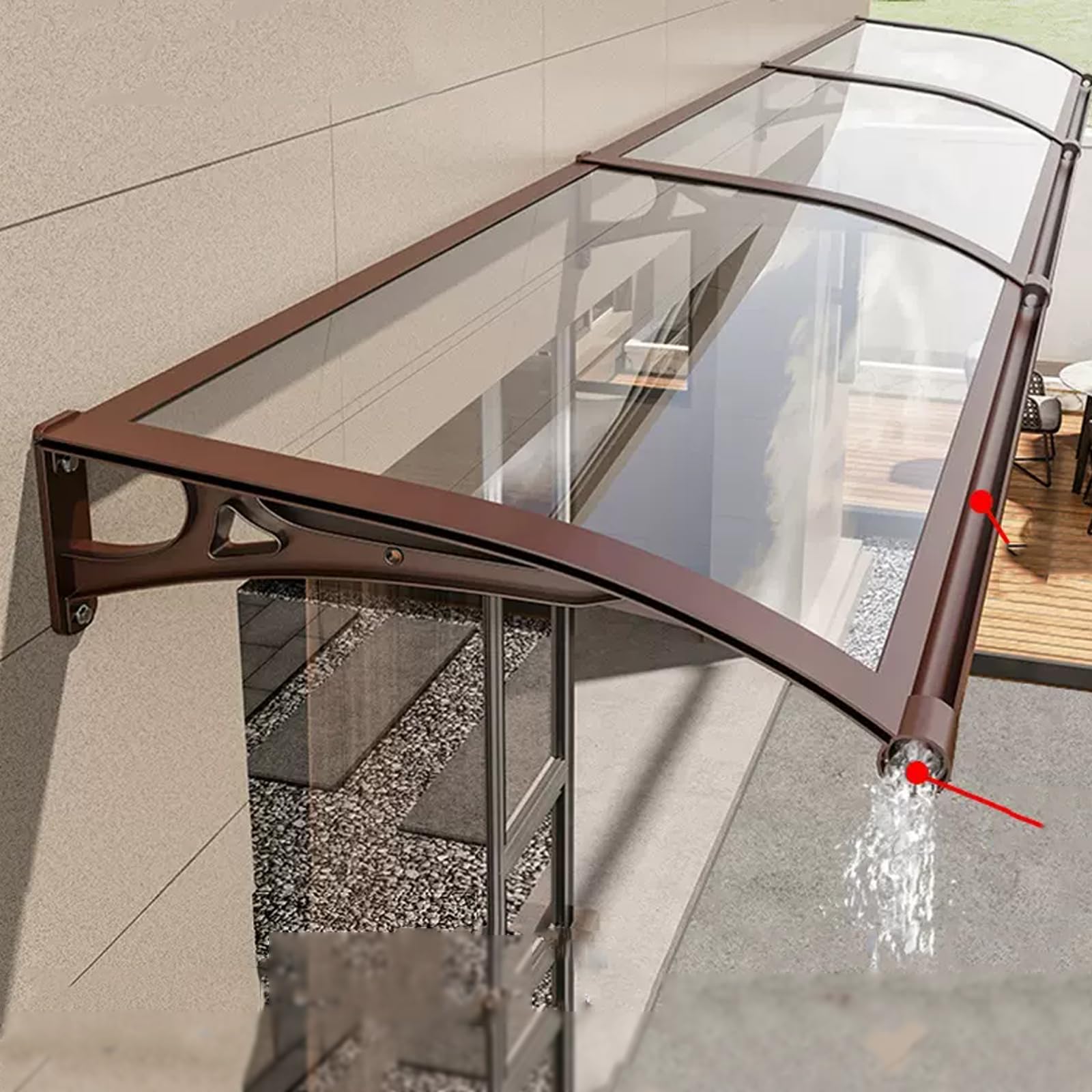 Auvent d'extérieur pour terrasse marron extensible abri silencieux pour entrées de maison