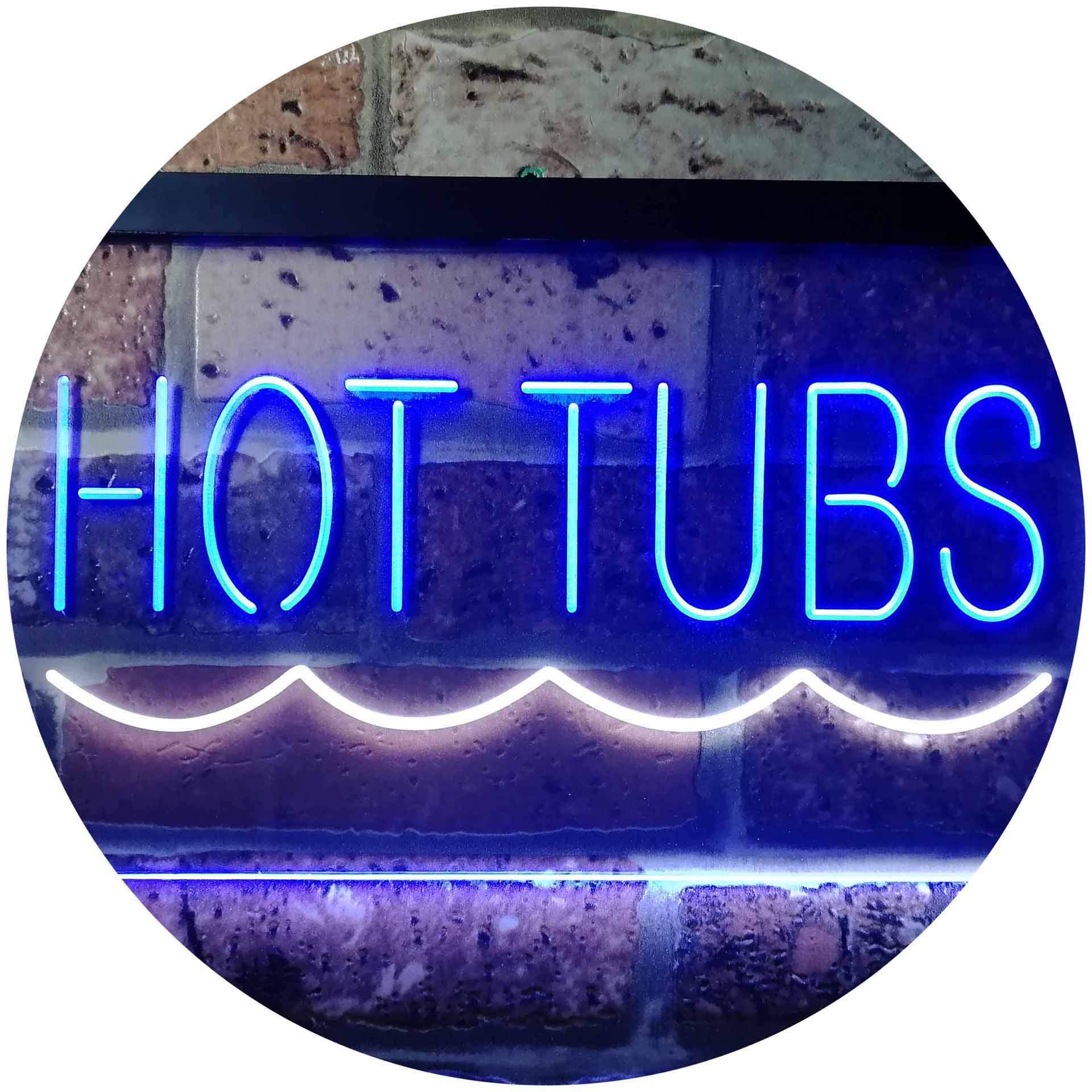 Advpro White & Blue Hot Tubs Supply Dual Color Led Neon Sign 400 X 300Mm St6s43-I3375-Wb