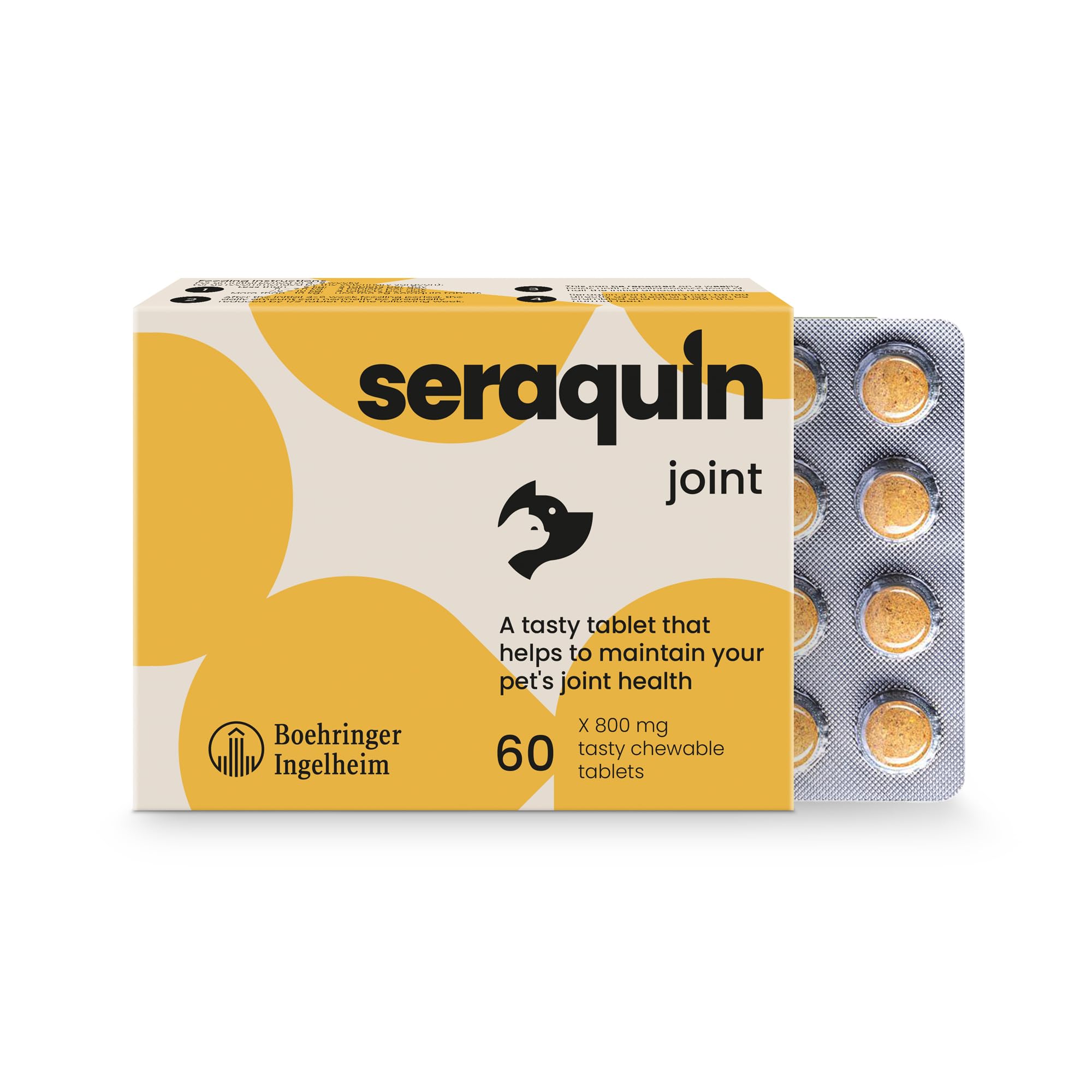 Joint | 60 x 800 mg chewable tablets | Maintains healthy joints | Supports mobility | Glucosamine, chondroitin and turmeric | For small dogs and cats
