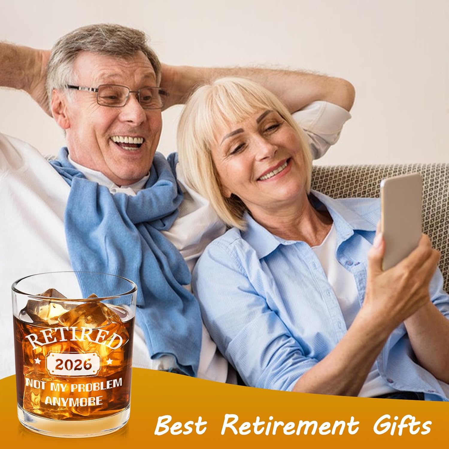 Futtumy Retirement Gifts for Men, Retired 2026 Not My Problem Anymore Whiskey Glass, Funny Retired Gifts for Boss Coworker Husband Teacher Friends Dad Grandpa, 10 Oz Retired Old Fashioned Glass - Image 5
