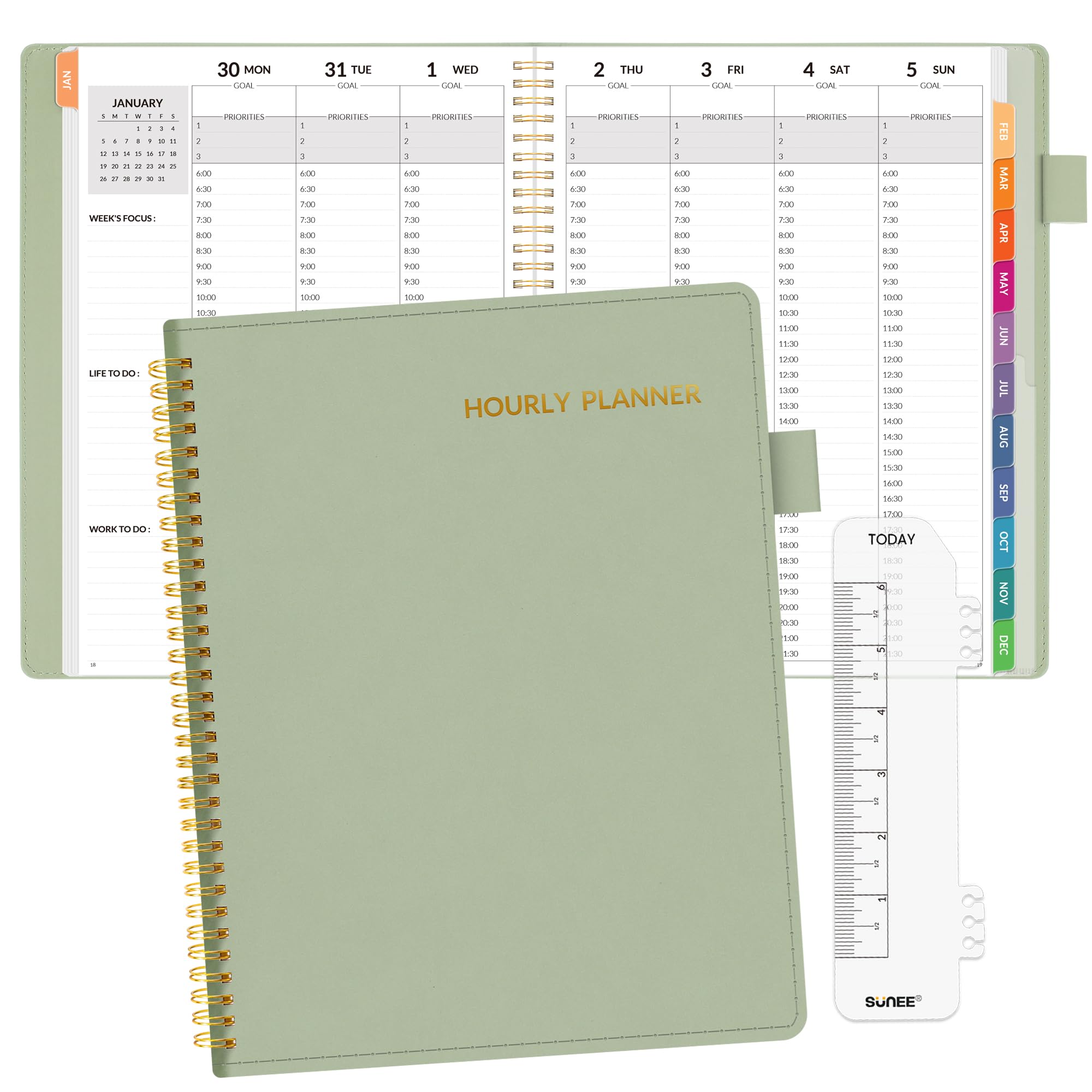 SUNEE 2025 Weekly & Monthly Planner - Quarter-Hourly Appointments, 8.5x11, Lay-Flat Spiral Binding - View #11