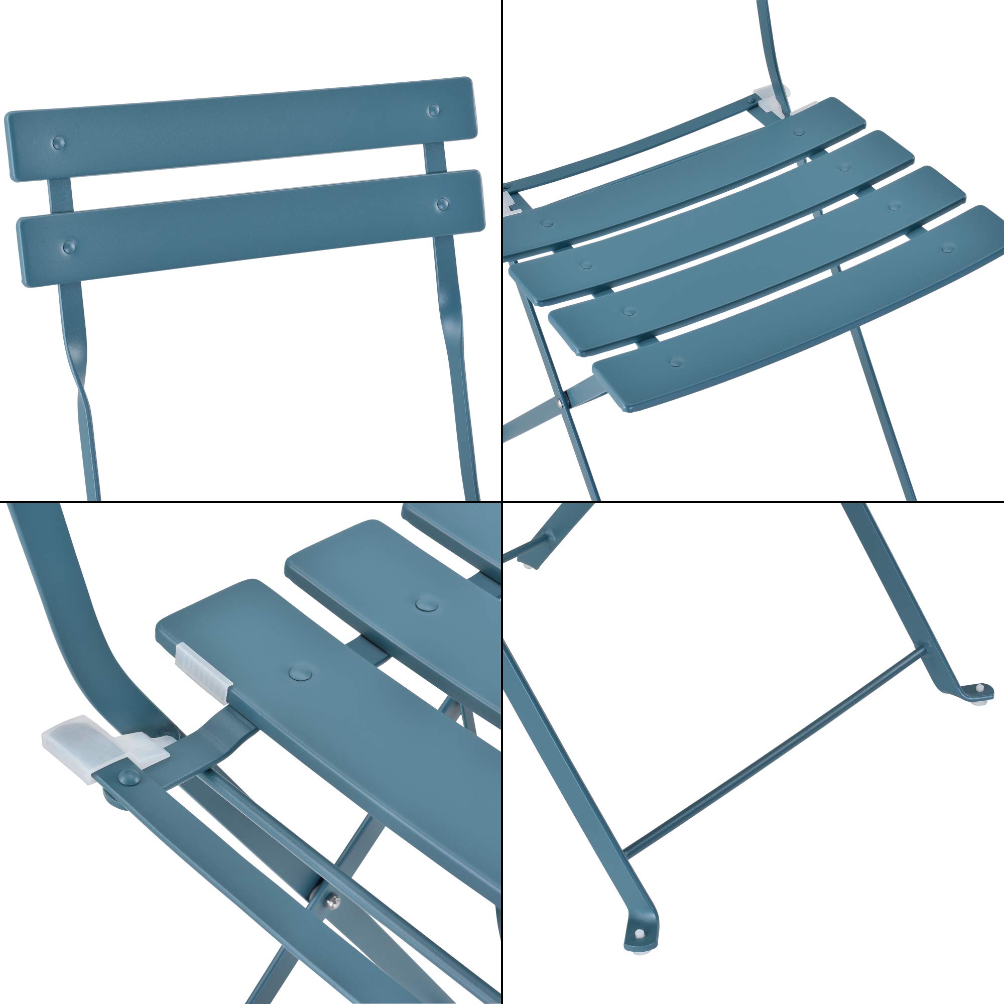 [en.casa] Set da Bistrot Pieghevole Tavolo a Piano Rotondo e 2 Sedie da Esterno Giardino Arredo Bistrò da Balcone Set da Caffè all'Aperto da Terrazza Patio - Acciaio/Turchese