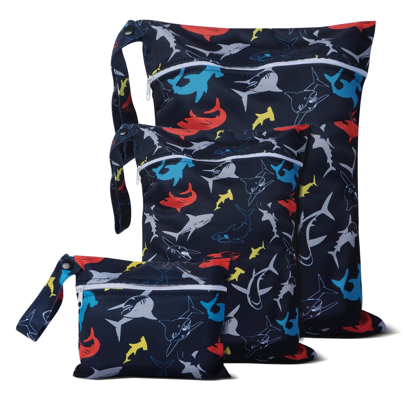 Iridsmole 3 PCS Wet Bags, Travel Laundry Bags, Waterproof Dirty Clothes Bag for Swimming Cloth Nappy Wet Bag with Zipper