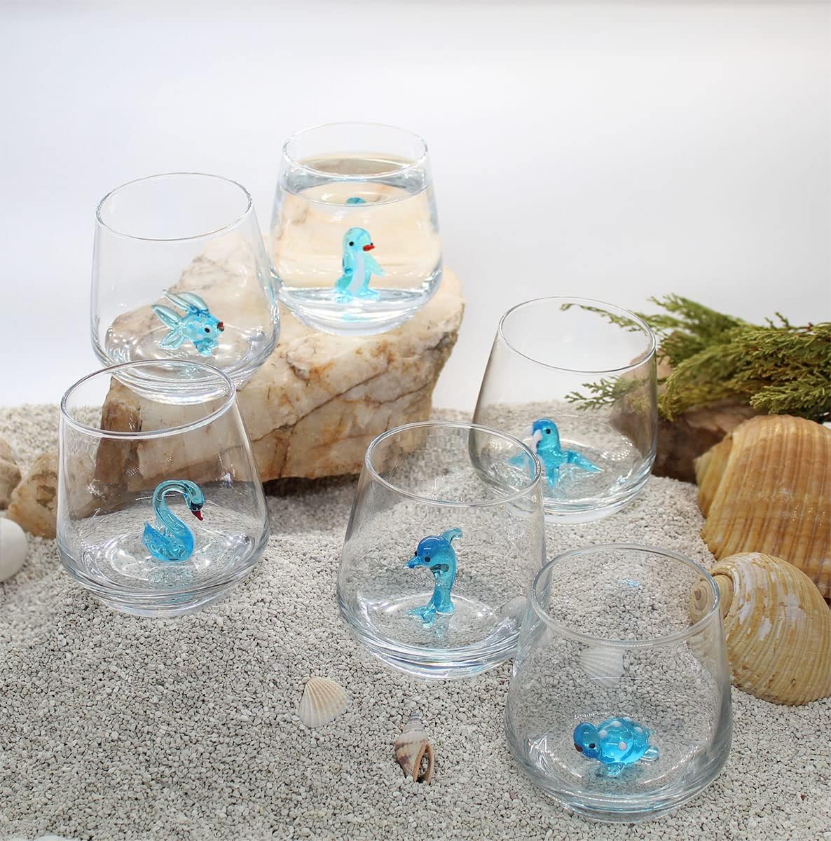 3D Drinking Glass Cup with Cute Animal Figurine Inside, Hand Blown Glass Fish Figure Inside Mug, Stemless Glass for Wine, Water, Milk, Beverages, 12oz (Fish) - Image 5