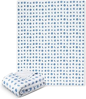 Ocean Life Ocean Beach Throw Blanket 50x60in Blue Nautical Coastal Bed Blanket Seashell Starfish Soft Flannel Throw Blankets for Adults for Sofa Couch Bed Room Birthday Gifts Decor