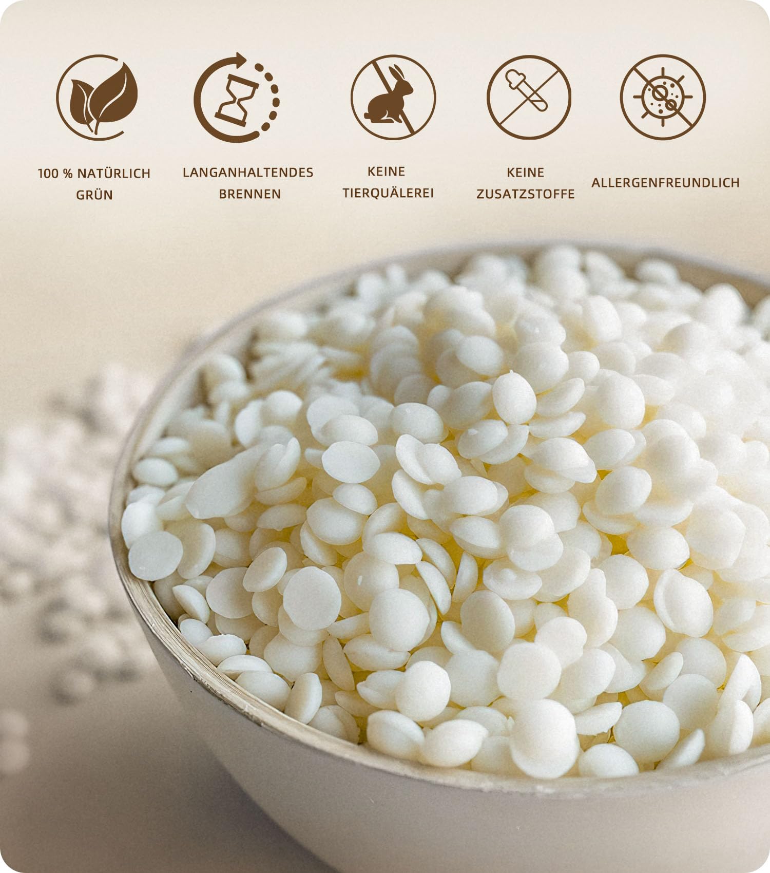 BOYUJK Sojawachs für Kerzen 5KG, Premium Natürlich Kerzenwachs, 100% Sojawachs für die Kerzenherstellung aus biologischem Anbau, ohne Zusatzstoffe, Harmlos und Rein