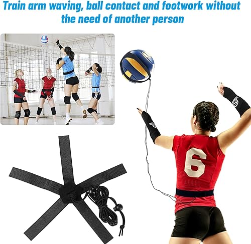 Miniatura 5 de Hiboom Juego de 9 piezas de equipo de entrenamiento de voleibol, incluye cinturón de entrenamiento de voleibol, correas de mano, tirantes para