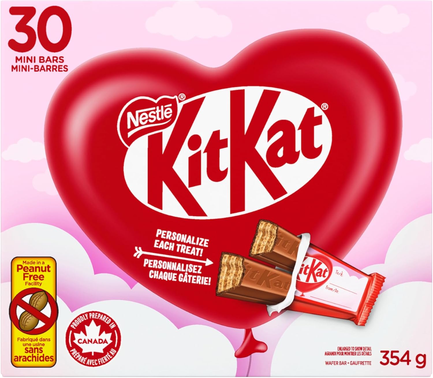 KIT KAT Valentine Minis  Crispy Wafers Enrobed In Smooth Milk Chocolate  Individually Wrapped With Room For Personal Message  Perfect Valentine Treat  Peanut-free  Box