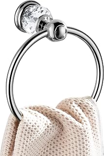 WINCASE Chrome Crystal Towel Ring - Wall Mounted Bath Towel Holder, Luxury Silver Rack for Modern Bathrooms