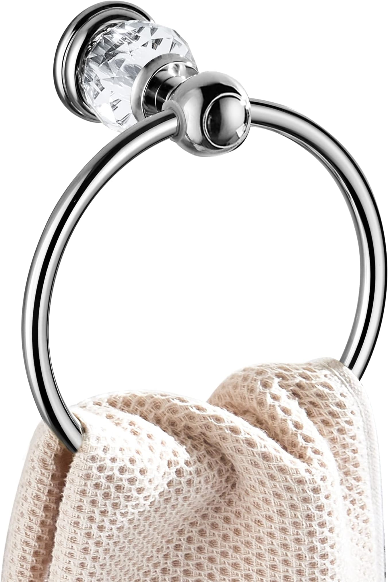 - Chrome Towel Ring, Bath Hand Towel Holder Crystal, Silver Towel Rack Wall Mounted