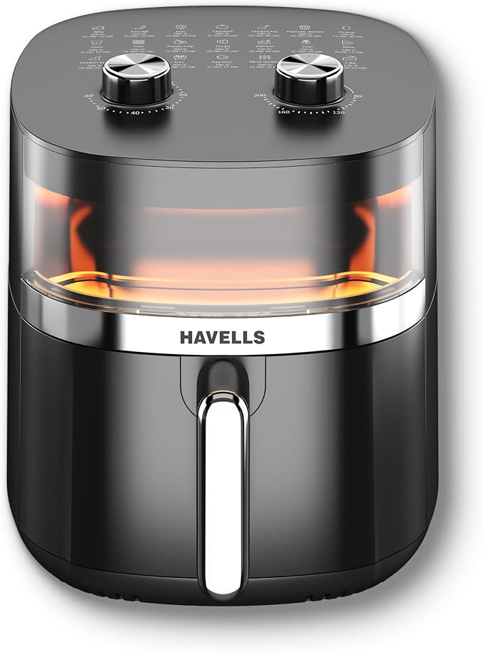 Havells Prolife Stellar Chef Air Fryer 5.5 Ltr|1500 Watts|See Through Window|Aerocrisp Tech: Rapid air circulation in every direction|Non Stick Silicon Coated Basket|2Yr