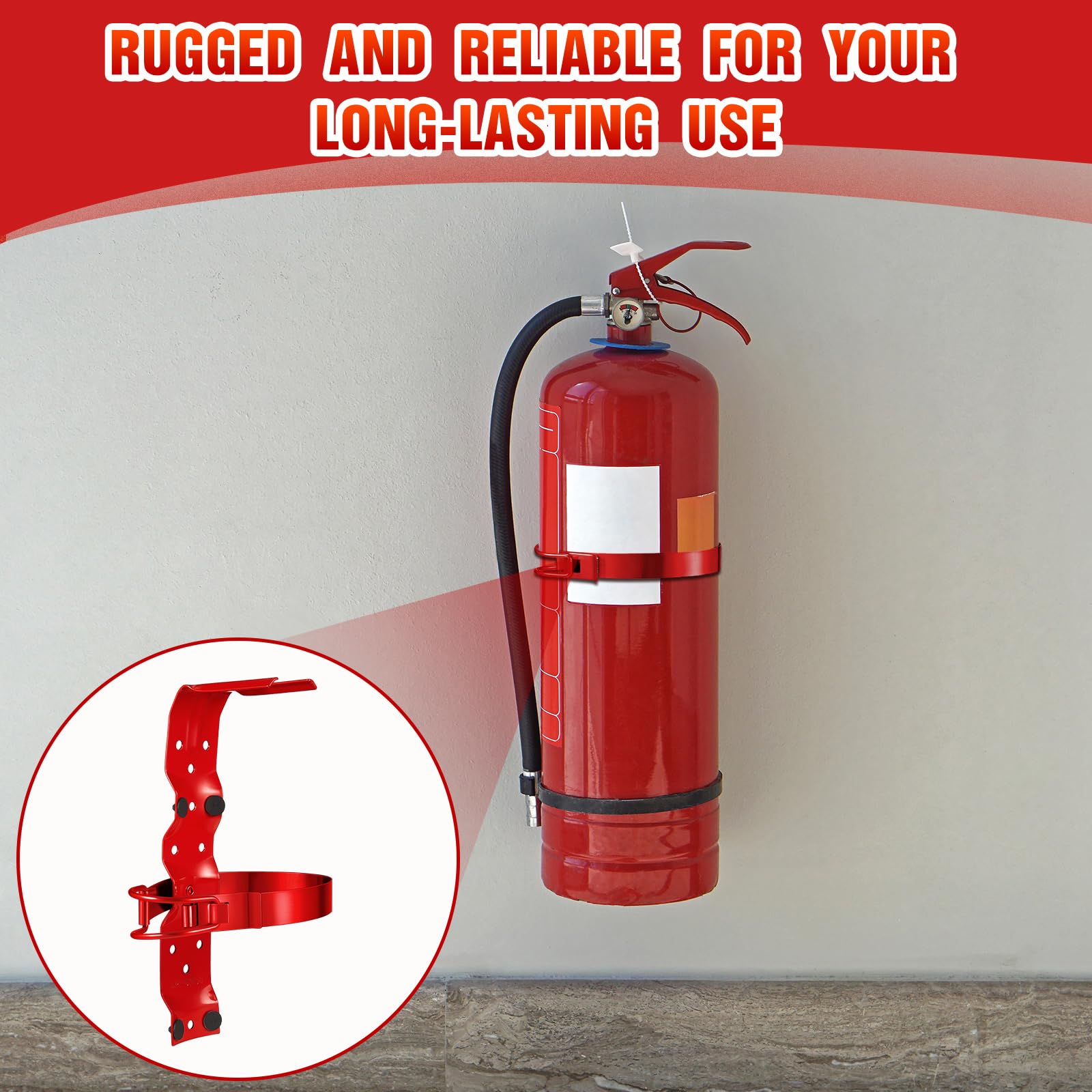 Therwen 10 soportes de montaje para extintor de incendios de 2.5 libras, 5 libras, soporte de pared para extintor de incendios pequeño, soporte de pared de acero inoxidable, rojo (20 piezas)