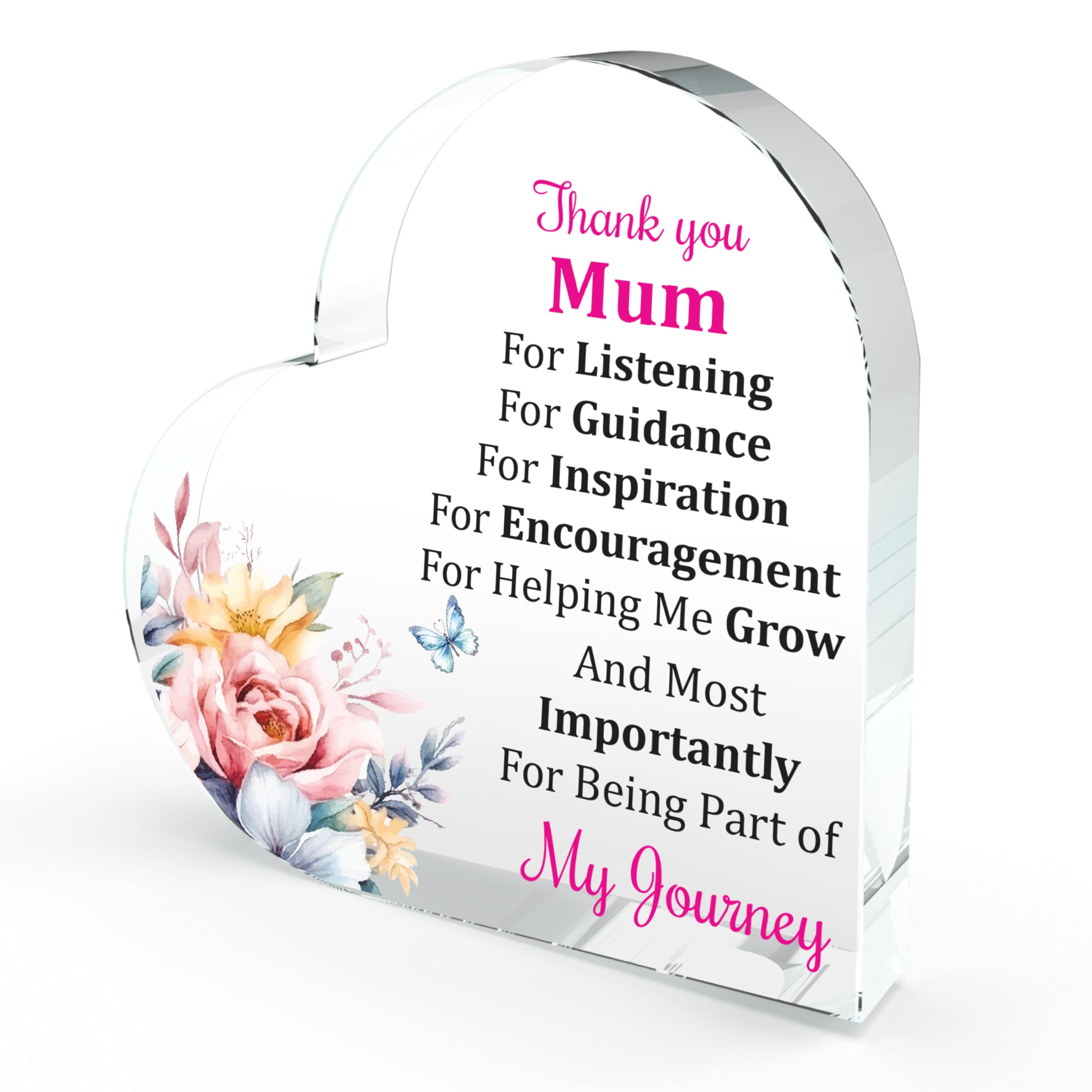 Thank You Gifts for Mum Mother’s Day Present, Desk Décor Birthday Gift Acrylic Plaque Heart Shape Thanksgiving Sign Step Mum Gifts from Daughter Son (Mother's Day)