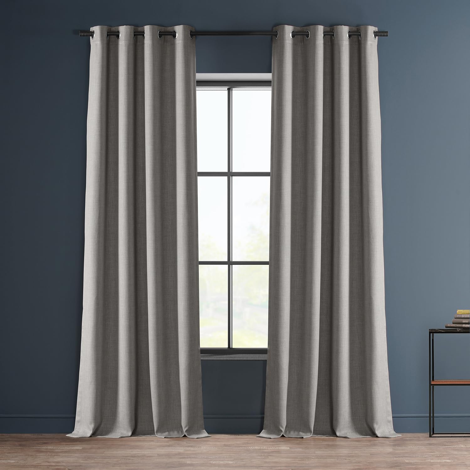 HPD Half Price Drapes Grommet Linen Curtains 84 Inches Long Room Darkening Curtains for Bedroom & Living Room (1 Panel)