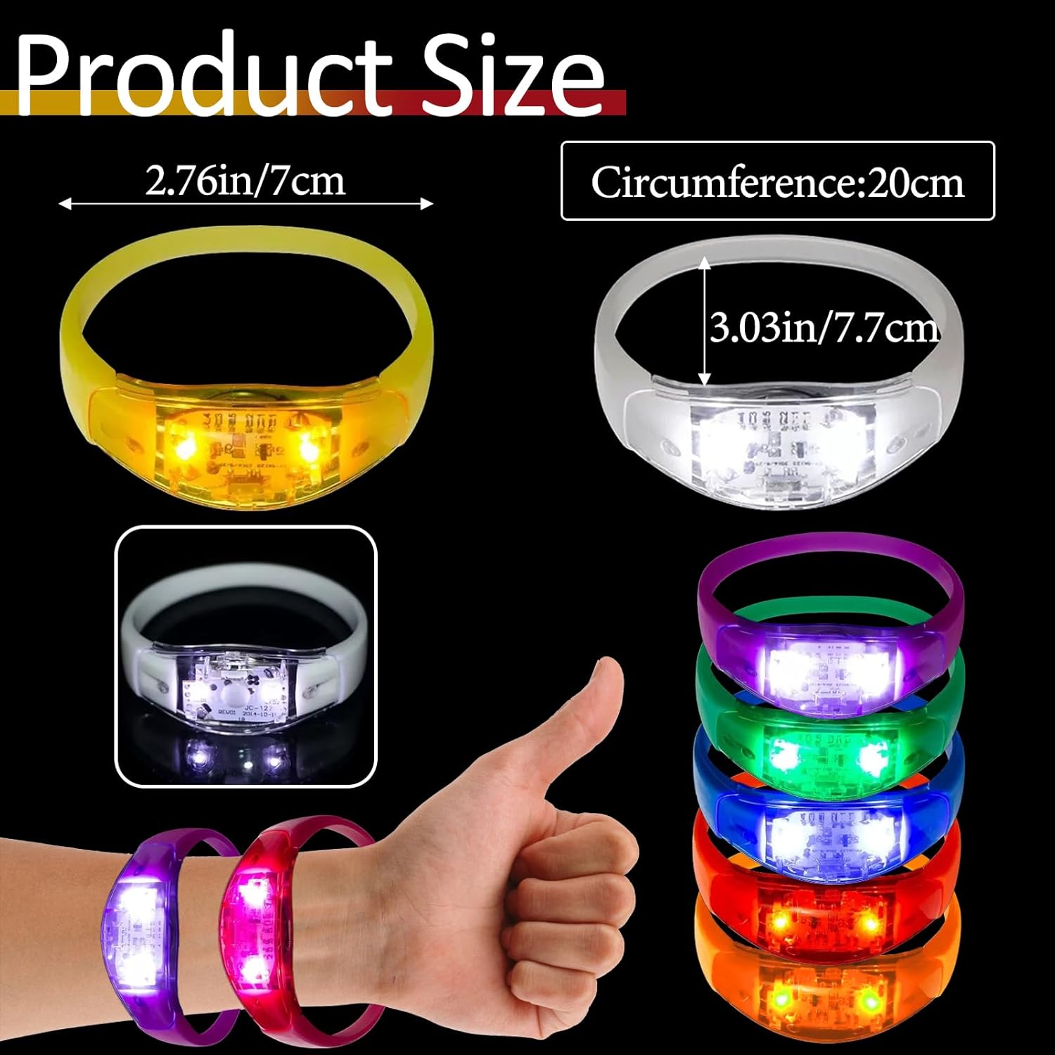24 Pcs LED Glow Bracelets Sound Activated Flashing Light Up Bracelet for New Years Eve Glow in the Dark Party Supplies Christmas Party Favors Birthday Gift Carnival Concerts Night Events - Image 6