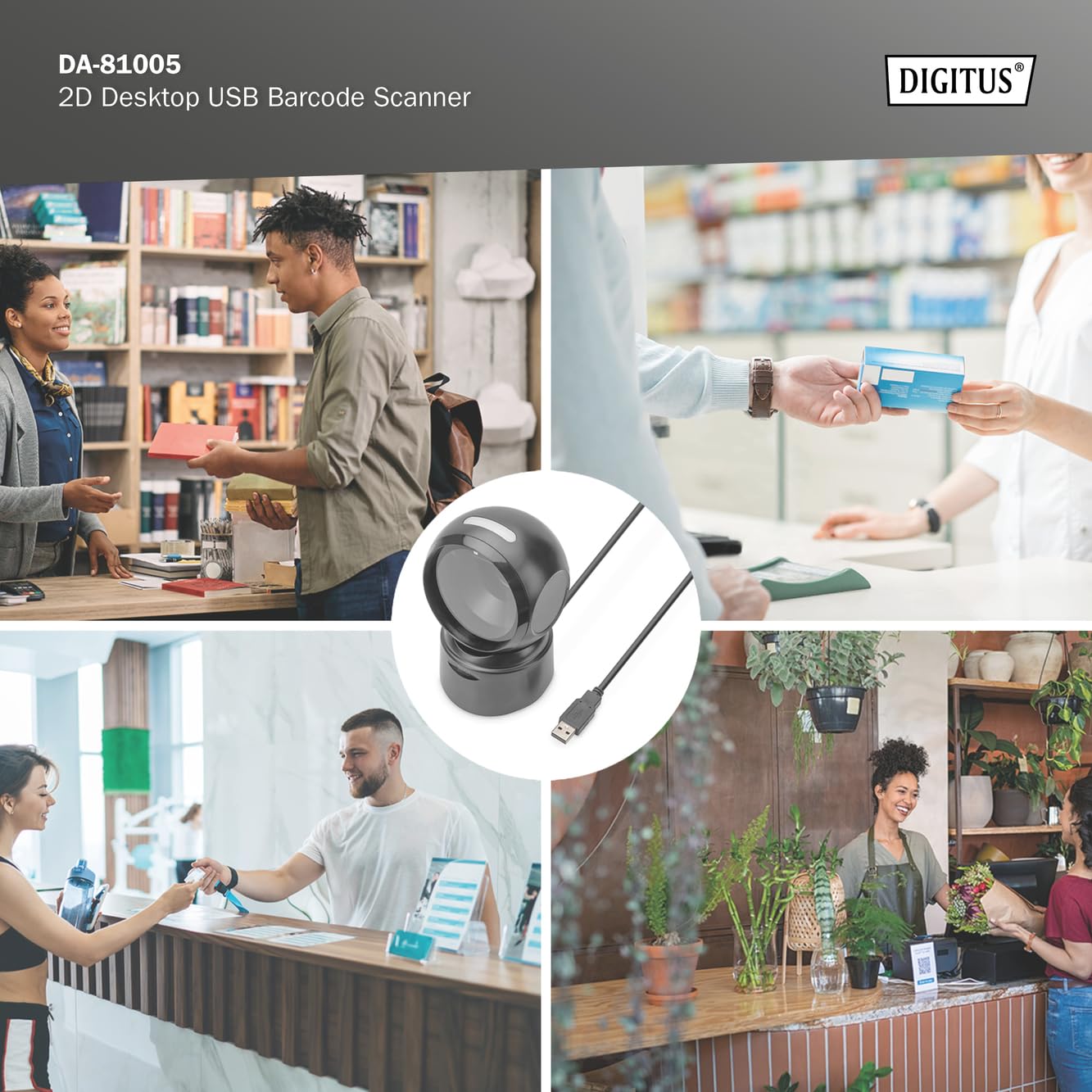Delock USB Barcodescanner 1D und 2D kabelgebunden für den stationären
