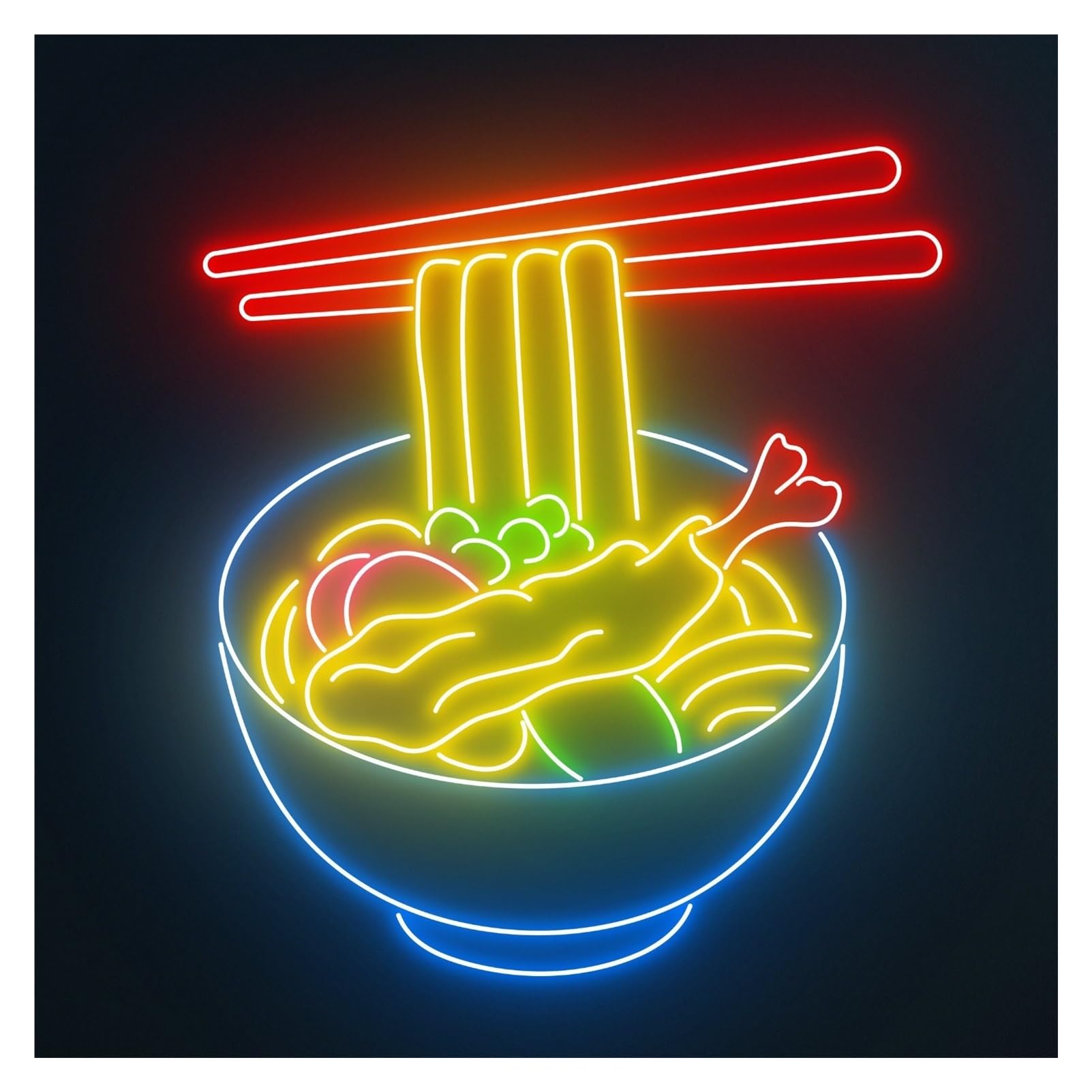 Hanging Art Neon Signs Udon Neon Sign Japanese Noodle LED Light Dimmable For Japan Food Restaurant Room Wall Decor 63cm