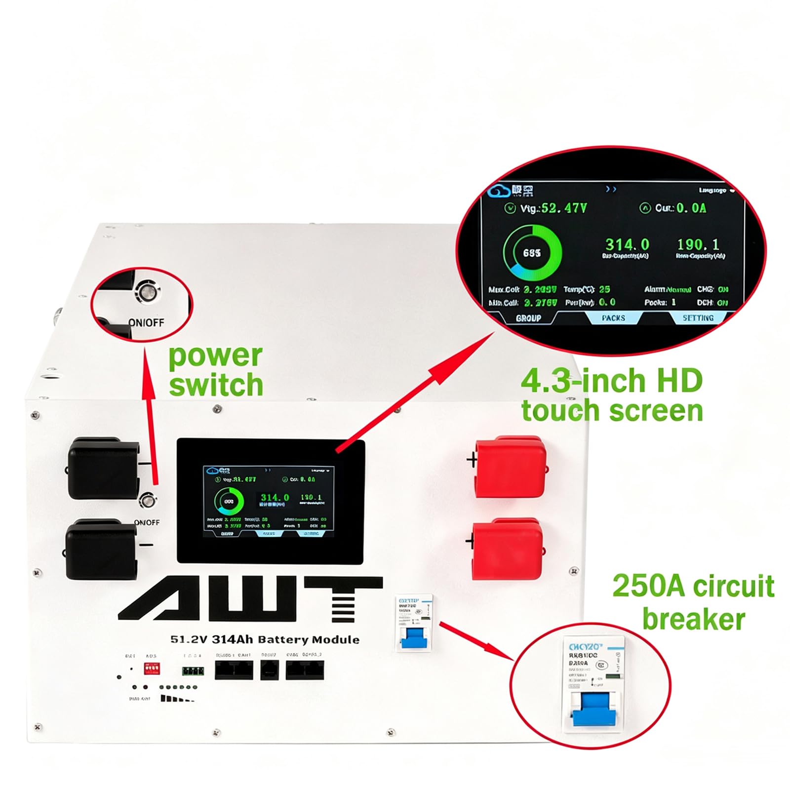 Batería de 48 V/51,2 V 314 Ah EVE LiFePO4, batería de almacenamiento solar de 16 kWh con 200 A JK BMS, WiFi, Bluetooth, RS485 y CAN, pantalla táctil, control de aplicación, más de 15000 ciclos de