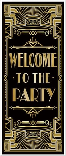 Roaring 20s Gatsby Theme Welcome to The Party Door Cover Art Deco Jazz Party 72x30inch