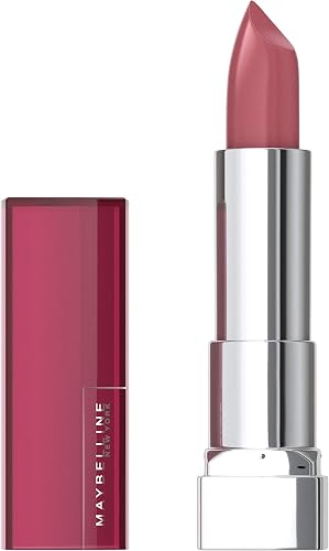 Maybelline Color Sensational Lipstick, Lip Makeup, Cream Finish, Hydrating Lipstick, Nude, Pink, Red, Plum Lip Color, Rosy Risk, 0.15 oz; (Packaging May Vary)