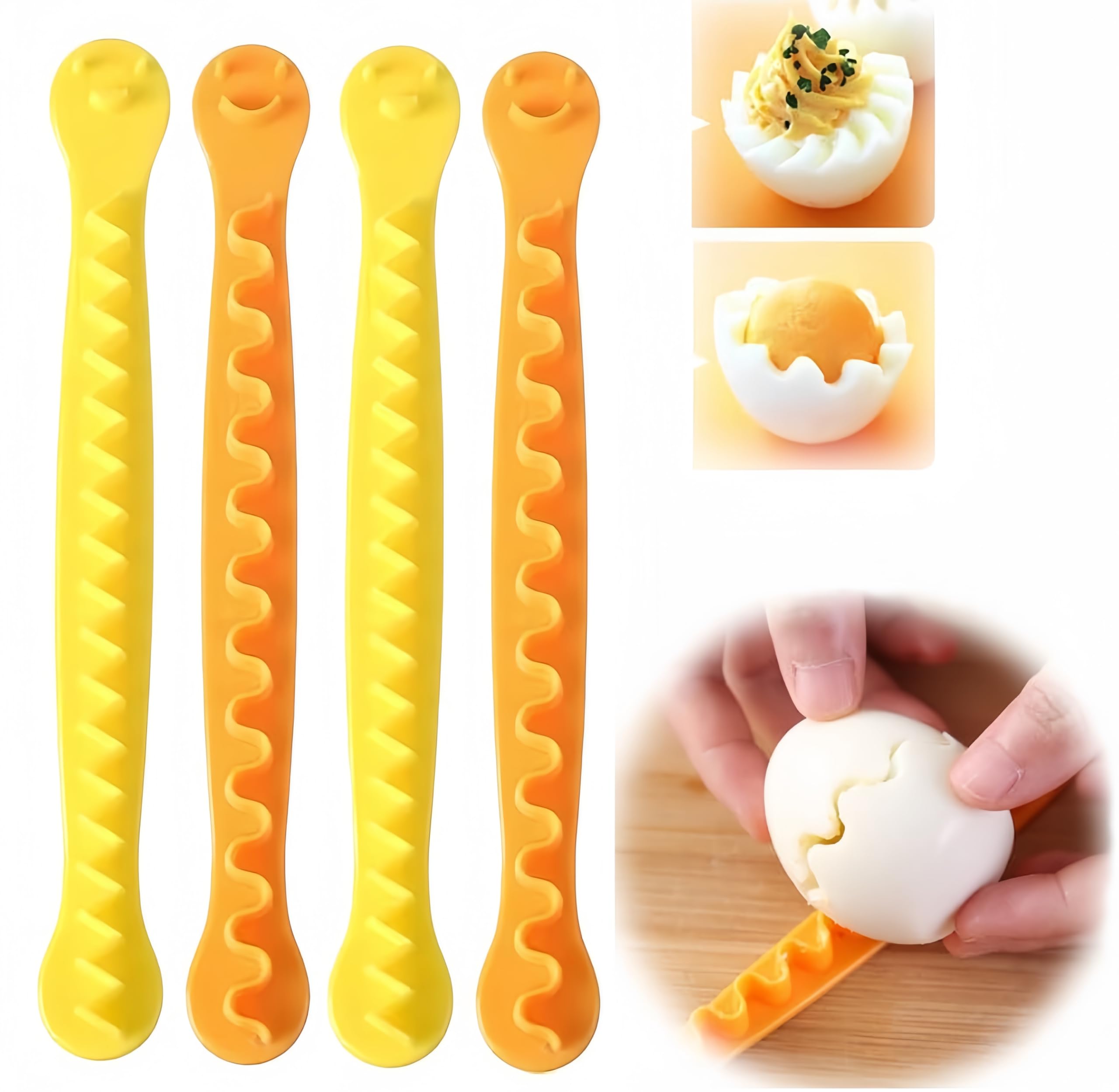 4Pcs Egg Cutter, Fancy Cut Egg Cutter, Egg Cutter for Hard Boiled Eggs, Multi-functional Household Egg Cut Flower Shaper, Exquisite Kitchen Accessories, Easy to Clean