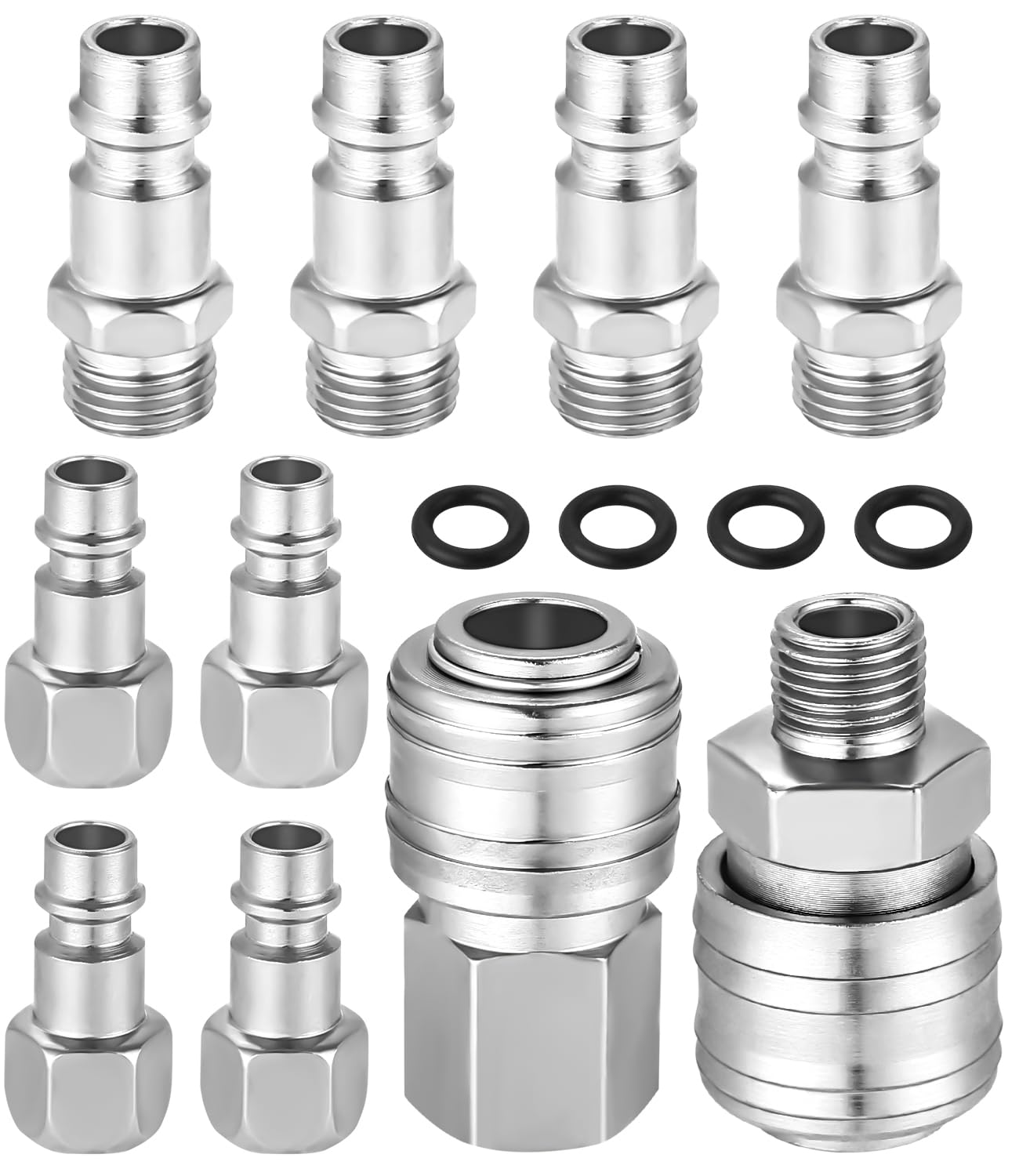 10 Piezas Acoplador de Aire 1/4" BSP Conector de Manguera, Conectores Rapidos Aire Comprimido, Repuestos Compresores, Acoplamiento Rápido, Para Mangueras,Conector Compresor Aire