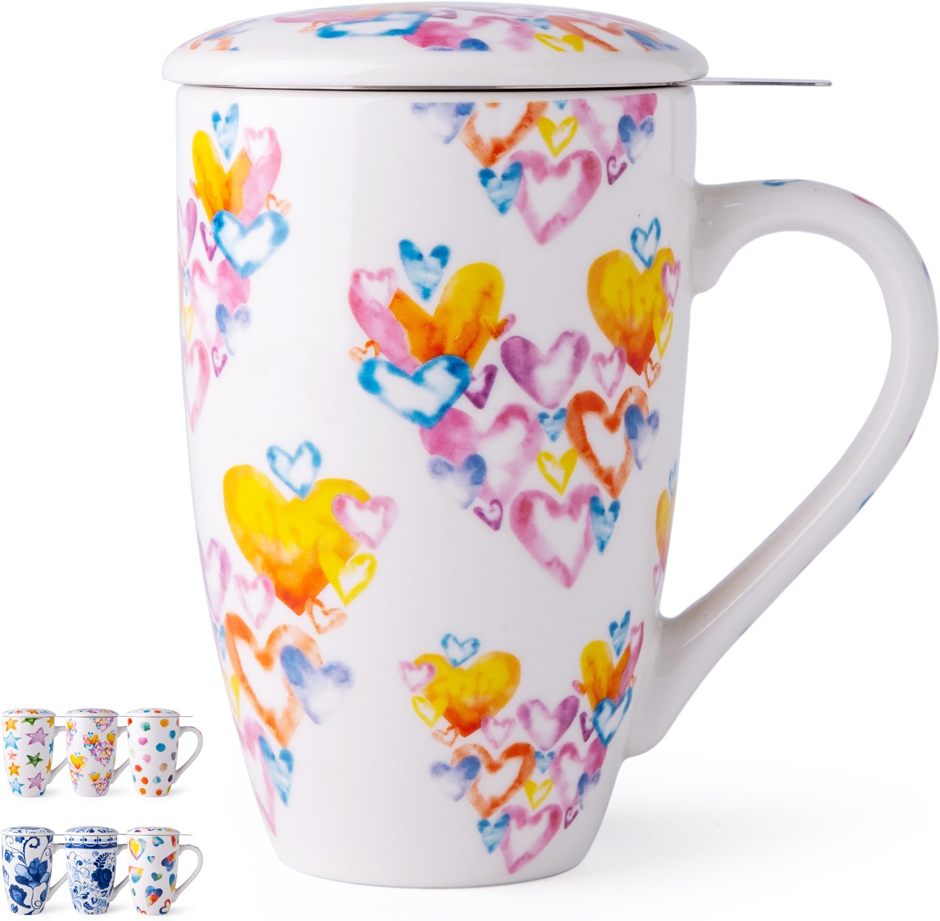 Tea Forte Fiore Ceramic Tea Mug with Infuser and Lid, Wild