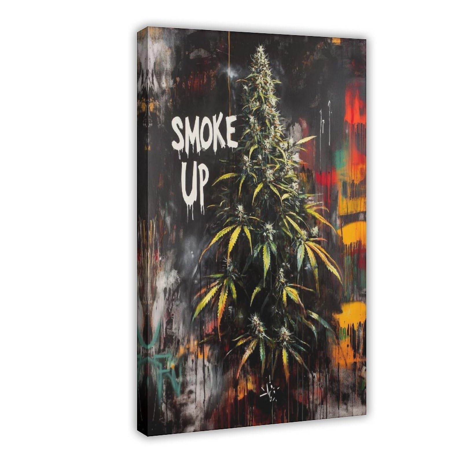 Bareronor Abstract Marijuana Canvas Poster Bedroom Decor Landscape Office Room Decor Gift 8" L X 12" W
