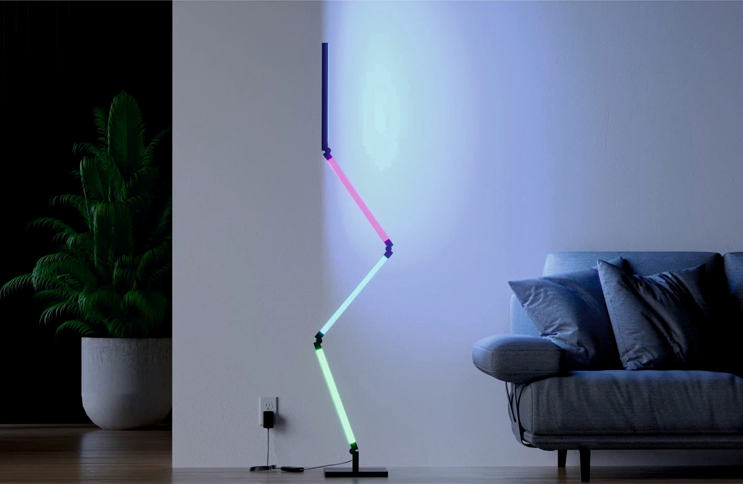 Led-Stehlampe zum Lesen und direktes und indirektes Licht. 24W, 2700K bis 6000K dimmbar. WI-FI. verstellbar und voll beweglich, um es an die gewünschte Form anzupassen. SCHWARZ