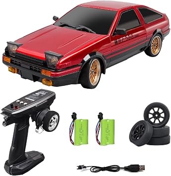 FLYCOLOR 118 AE86 Model LD1801 RC Drift Car 1/18 2.4G Remote Control on Road ESP Gyroscope LED Mini RC Racing Cars Red