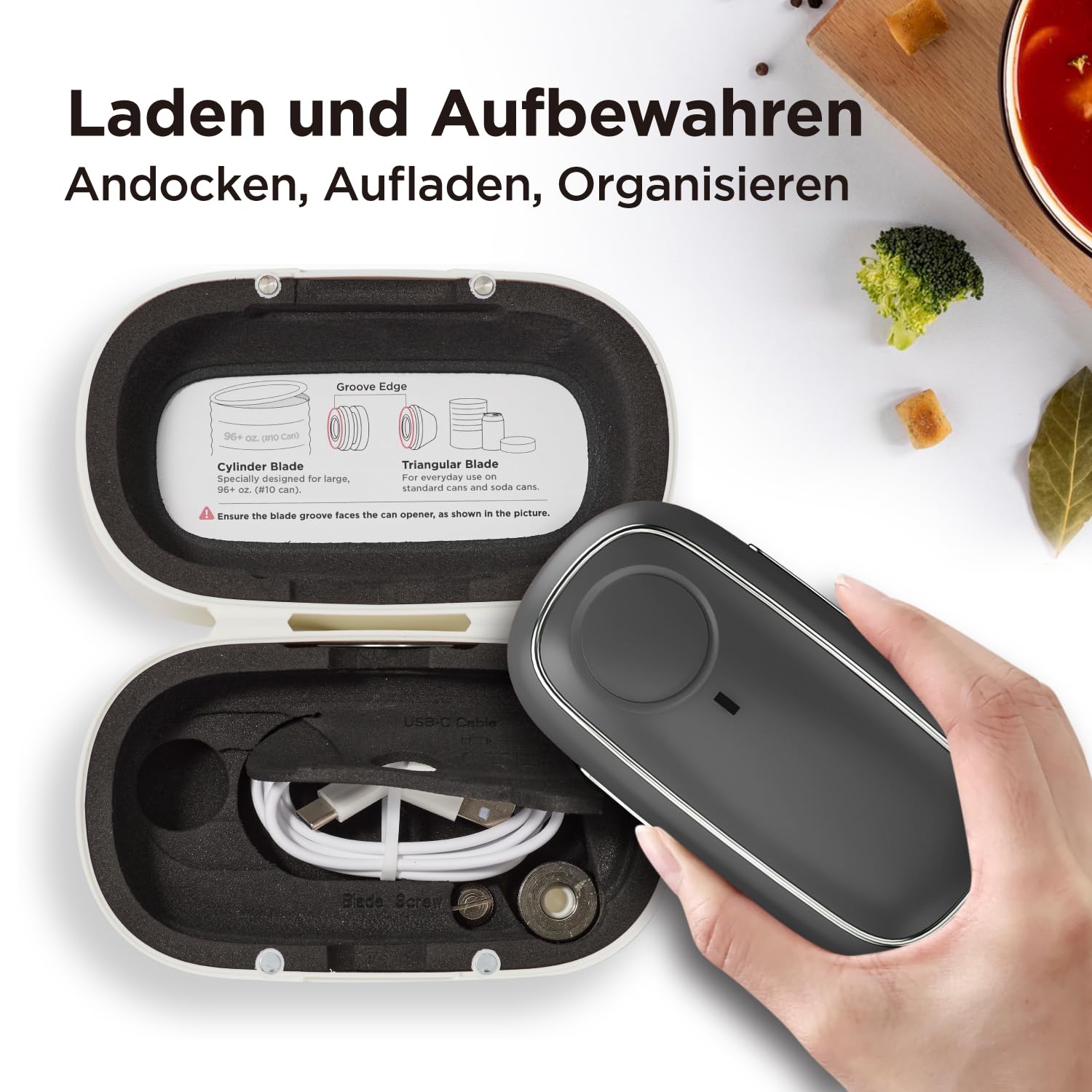 Orbit One wiederaufladbarer Dosenöffner von Kitchen Mama: Freihändige Bedienung, Aufladen über USB-C, automatische Abschaltung, glatter Rand, Klinge in Profiqualität für große Dosen (Schwarz)