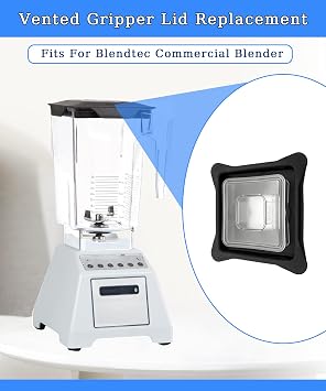 Blender Lid Replacement for Blendtec Commercial Blendtec Blender WildSide& FourSide Jars, Soft Vent Gripper Mix-in with Square Clear Plug