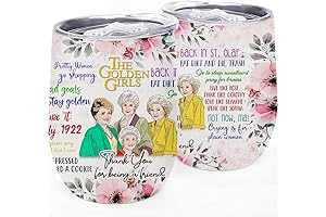 KAIRA Golden Girls Gifts for Golden Lovers: 12 Ounce Insulated Wine Tumbler Cup with Lid