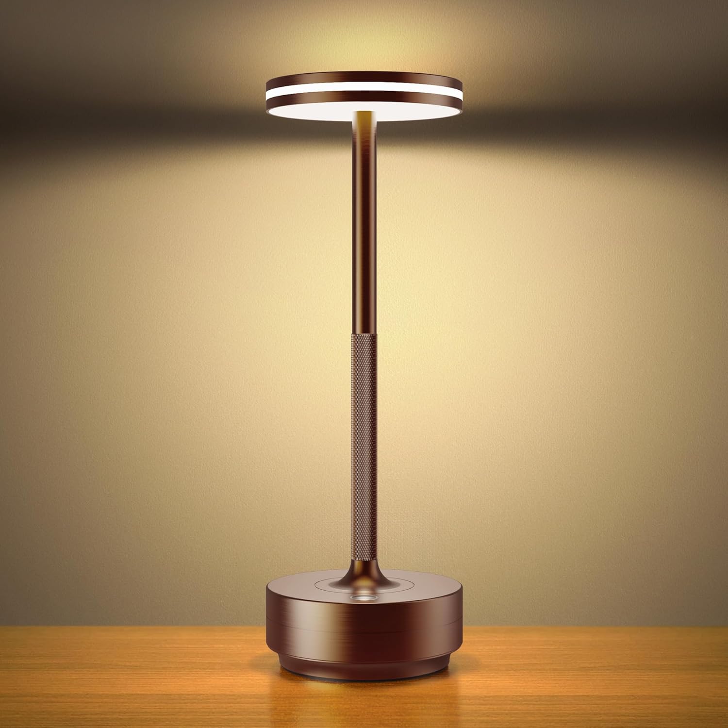 Hapfish 2 Pack Cordless Table Lamps Rechargeable, 5000mAh Battery Powered Lamp, 3 Color Modes, Dimmable, LED Table Lamps for Living Room,Outdoor, Dinner,Patio,Restaurant – Bronze