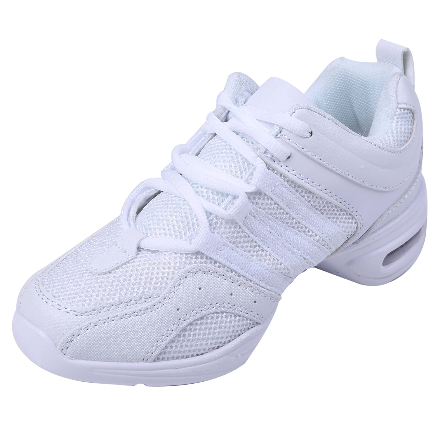 Women's Dance Shoes White All Year Low Heel Round Toe Leather Split Sole Club Shoes