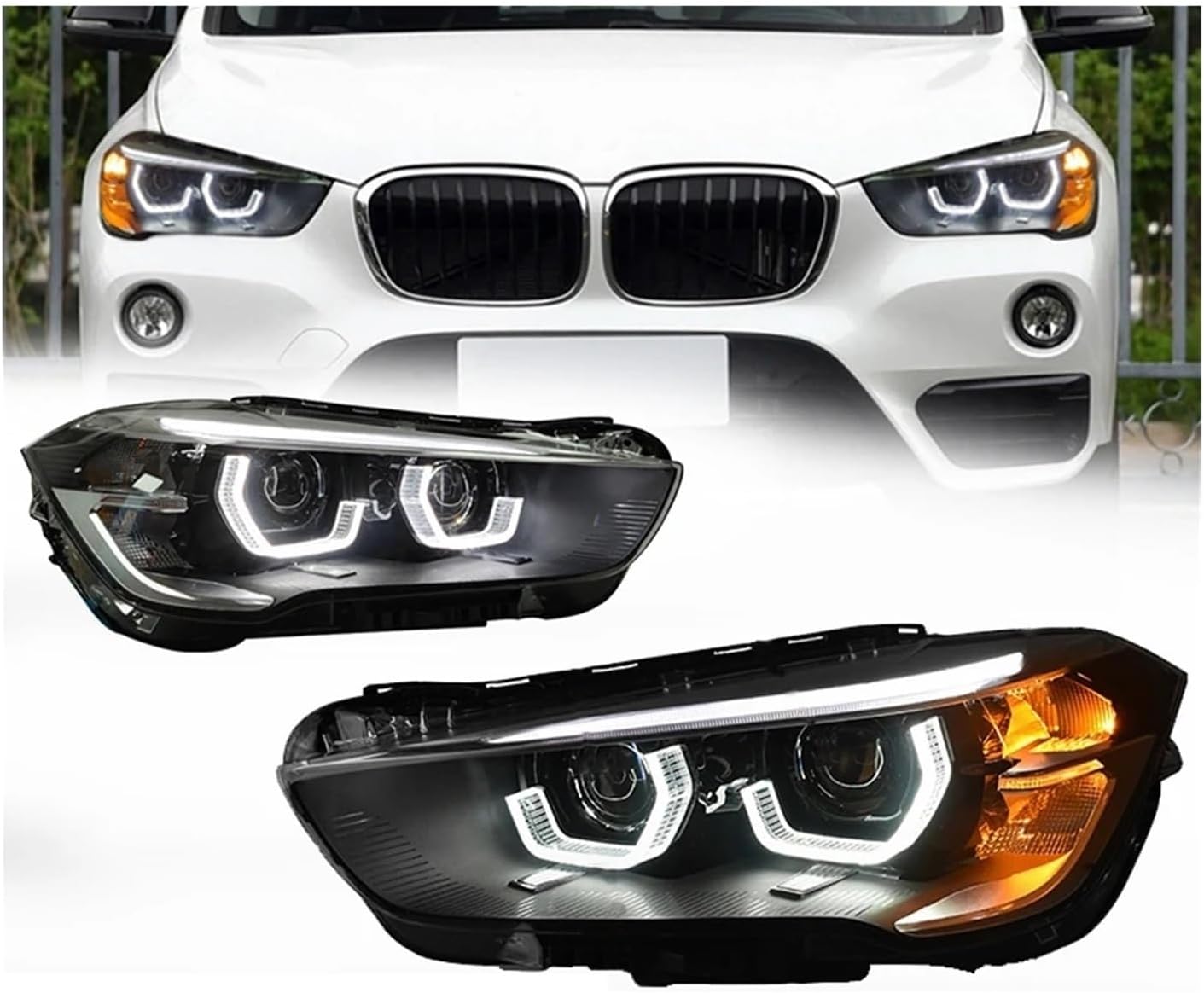 カースタイリングヘッドライト BMW X1 F49 2016-2019 と互換性のある新スタイルフル LED DRL ダイナミック信