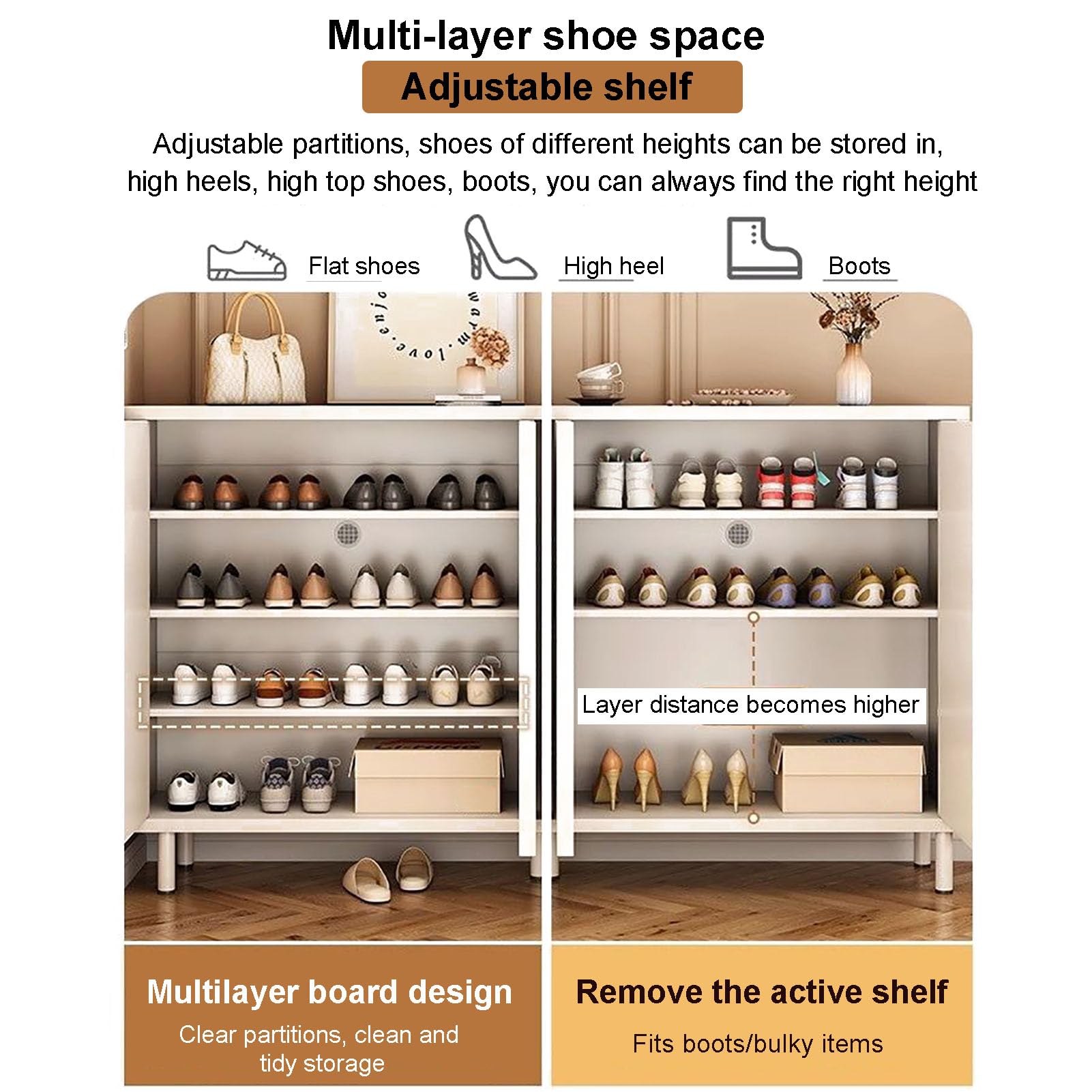 Solitar Shoe Cabinet with Doors,Storage Cabinet Modern with Adjustable ...