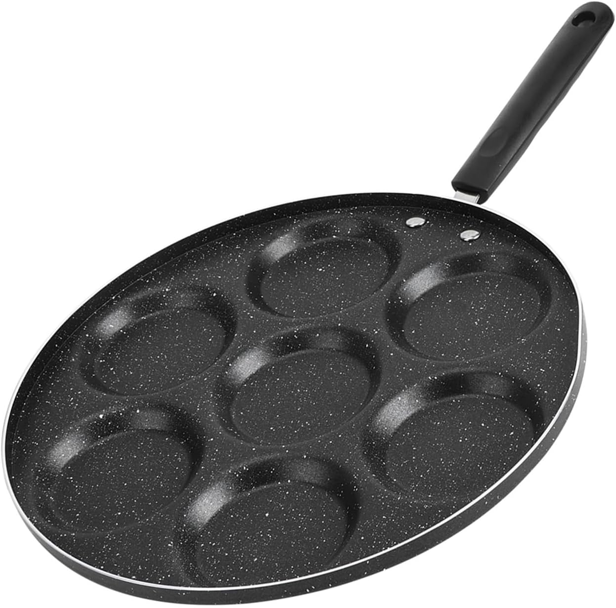 RiToEasysports 7 Hole Frying Pan, Even Heating for 7 Fried Eggs Simultaneously, Egg Cooker with Heat Resistant Handle for Home Chefs and Restaurants in Ceramic Ovens