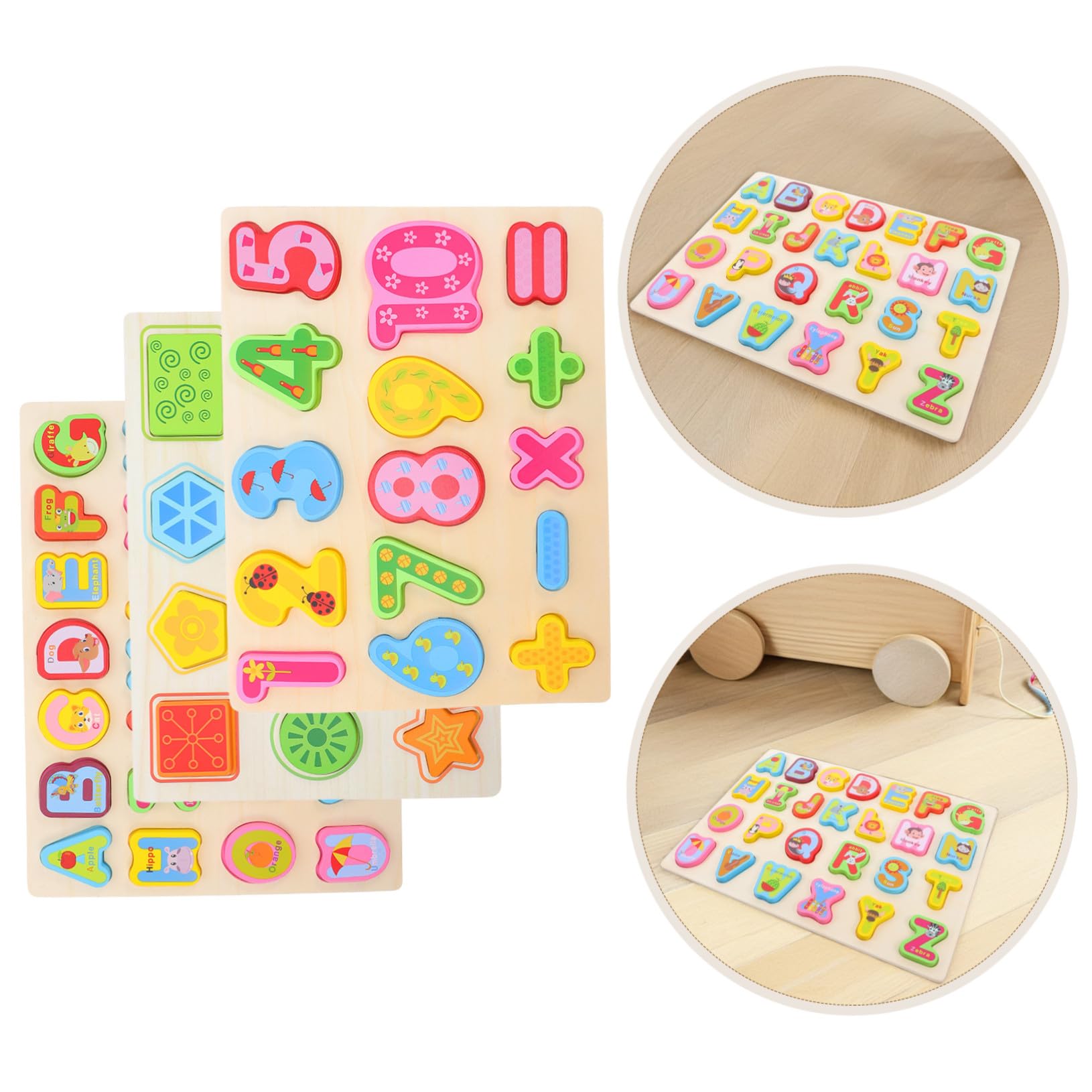 Rompecabezas de Madera Números y Letras 3 Piezas para Niños | Tableros Montessori, Aprendizaje Preescolar, Coordinación Ojo-mano y Organización Sencilla