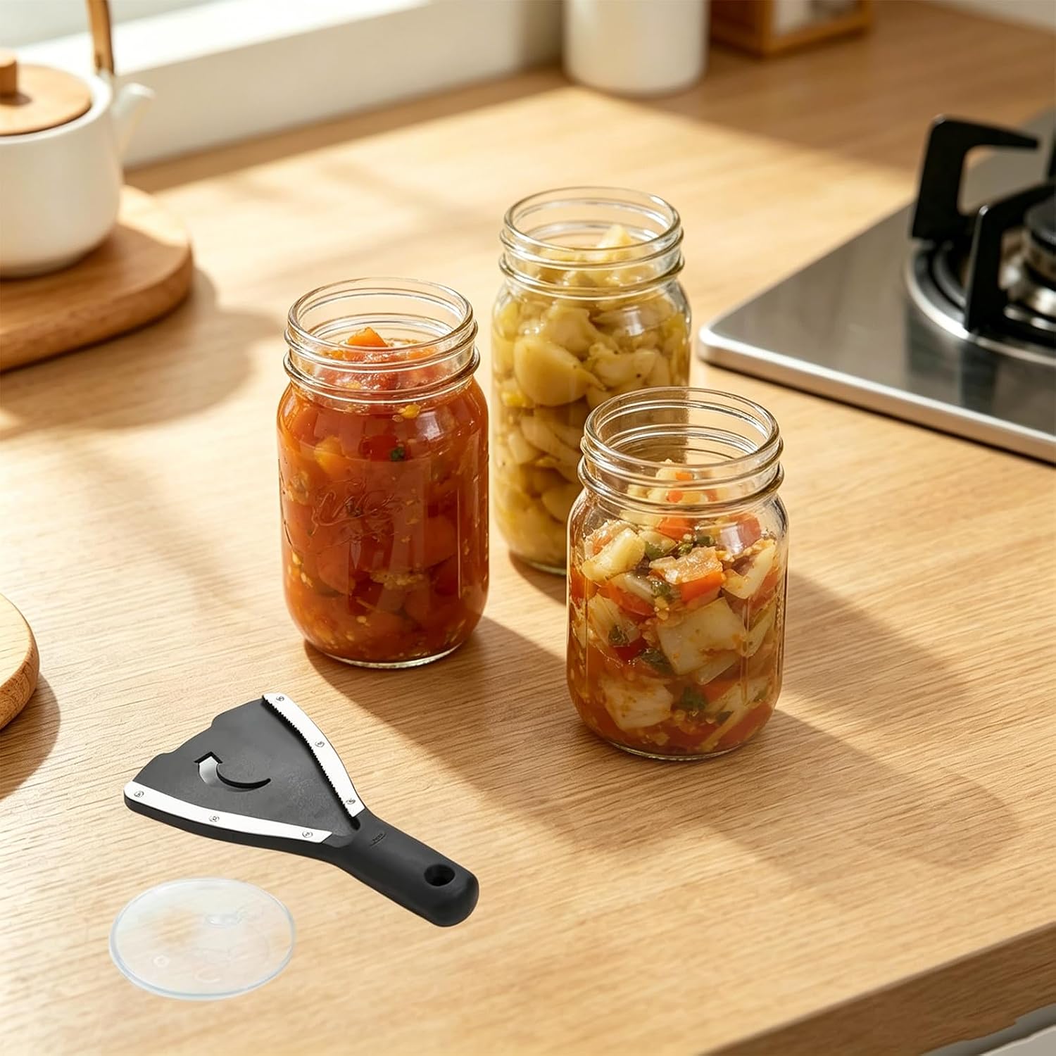 Jar Opener and Bottle Opener, Multifunctional Jar Opener with Non-Slip Handle and Sharp Stainless Steel Teeth for Effortless Opening of Canned and Screw Bottles image 4