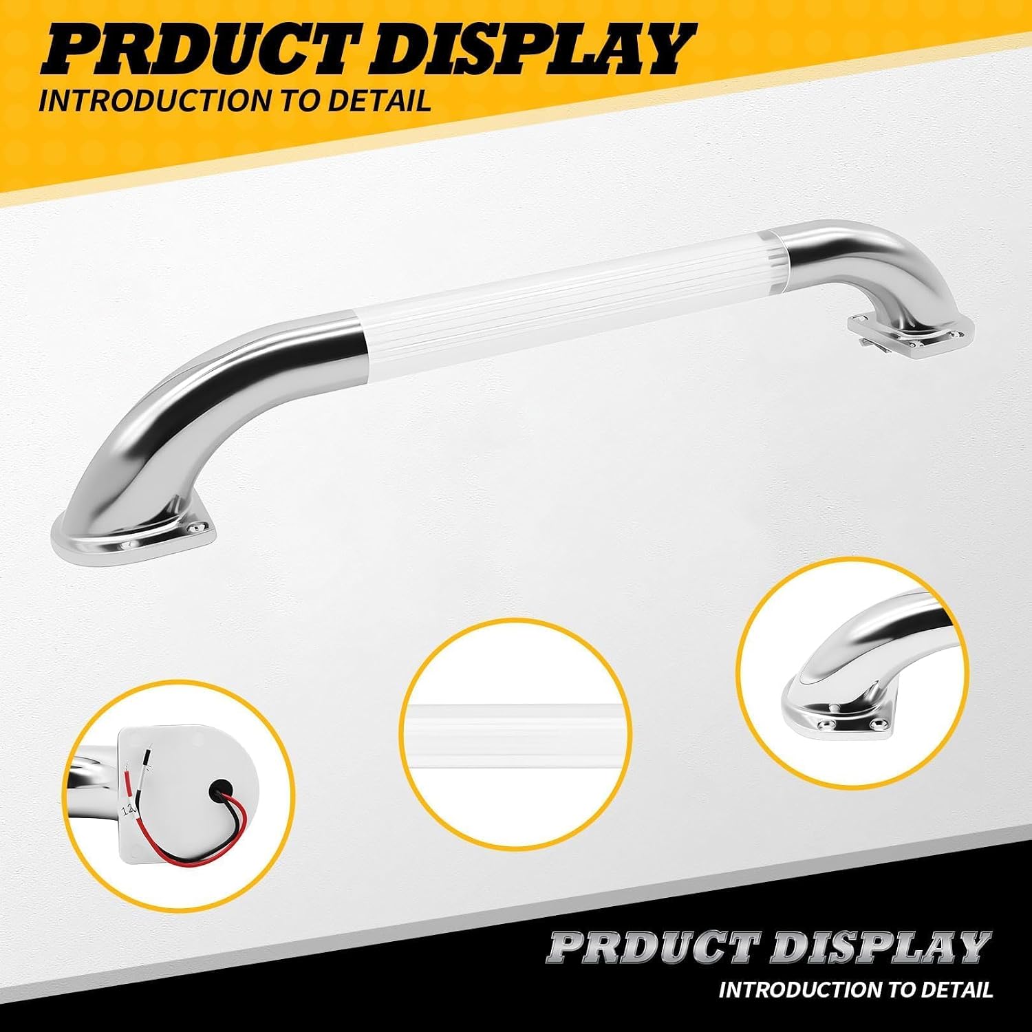 RV Lighted Handle 18" Stainless Steel RV Grab Handle Fit for RV, Boat, Trailer, Motor Home