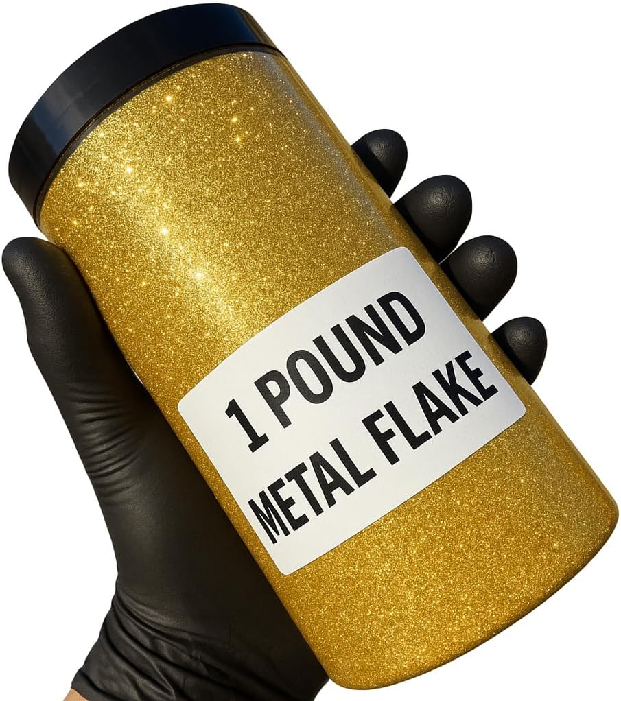 LiME LiNE 1 lb Metal Flake .008 – Automotive Grade for Custom Paint, Lowriders, Motorcycles, Hot Rods, and More (Gold)